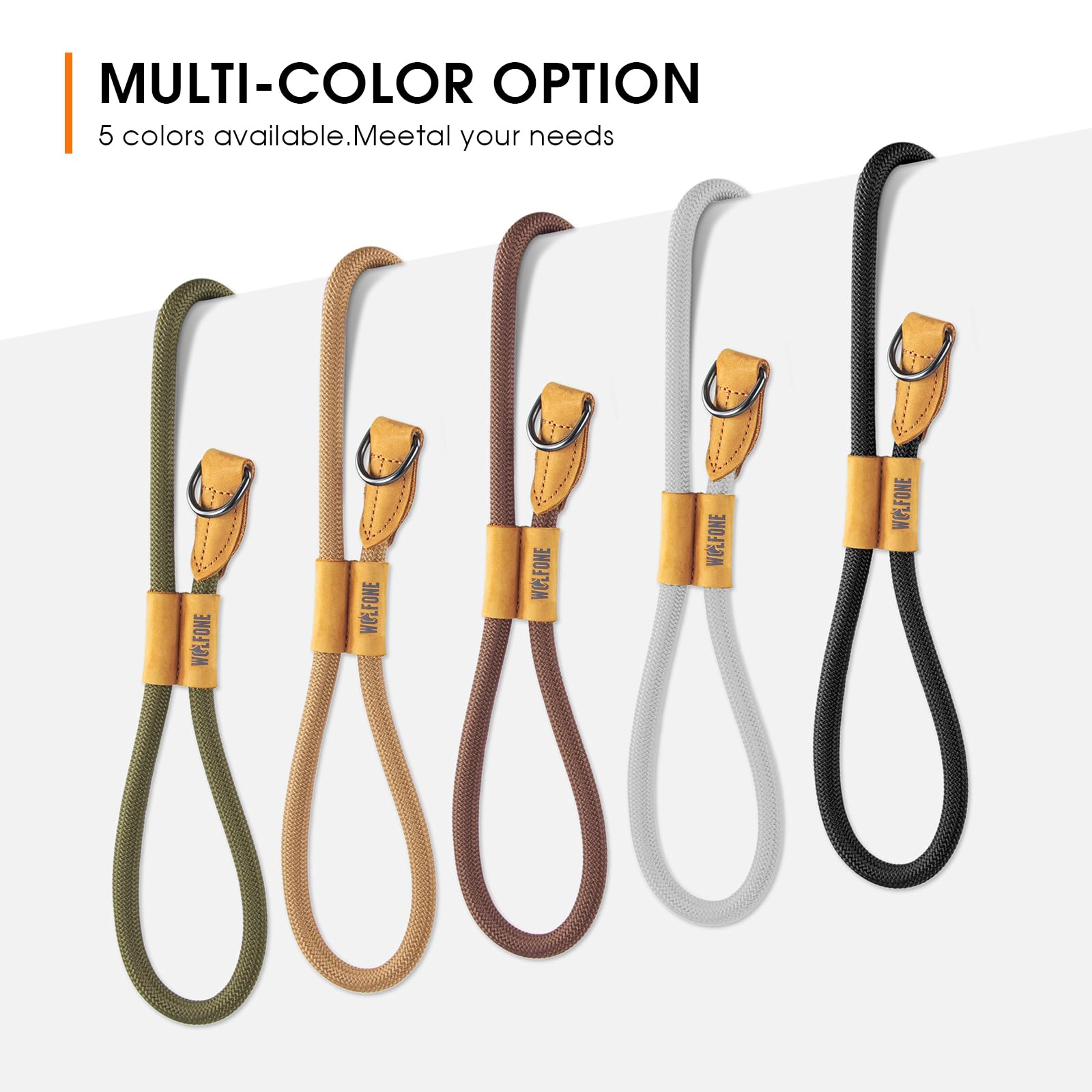Wolfone Slip Lead Dog Leash - Heavy Duty 3m Sand Rope Leash with Adjustable Loop & Hands-Free Handle for Training Active Dogs