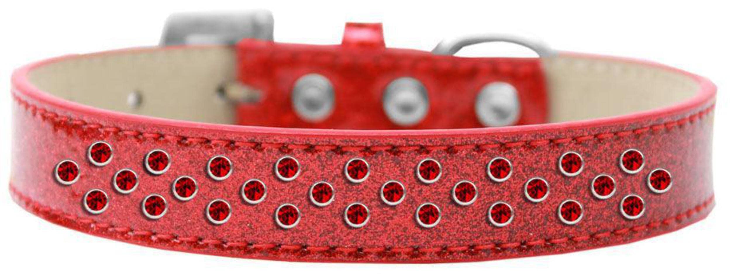 Mirage Pet Products Sprinkles Ice Cream Dog Collar with Red Crystals, Size 14, Silver