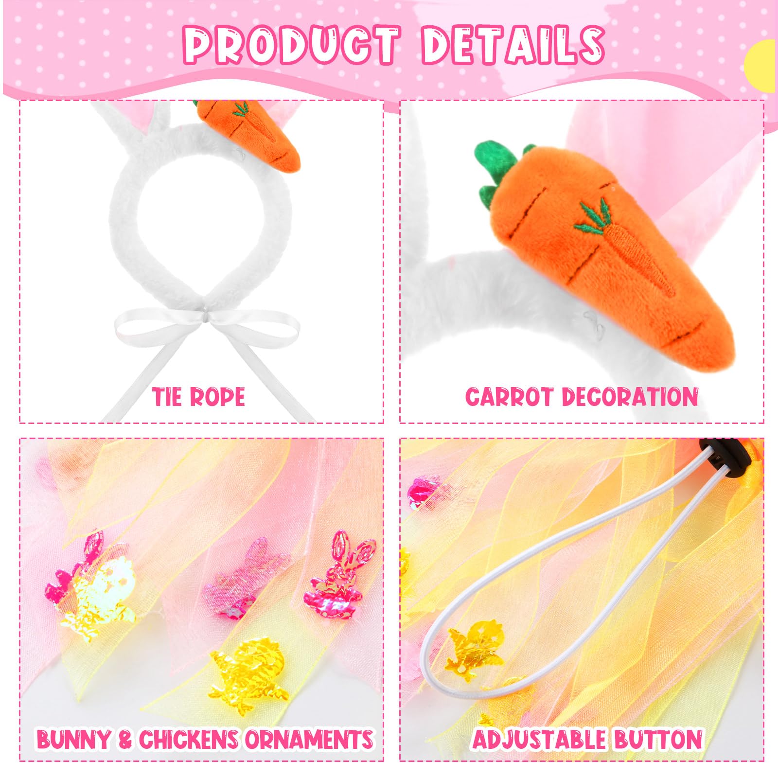 Huhumy 6 Pcs Adjustable Dog Easter Costumes Include Bunny Ears And Chick Headband Dog Bandana Easter Collar Tulle Tutu For Small