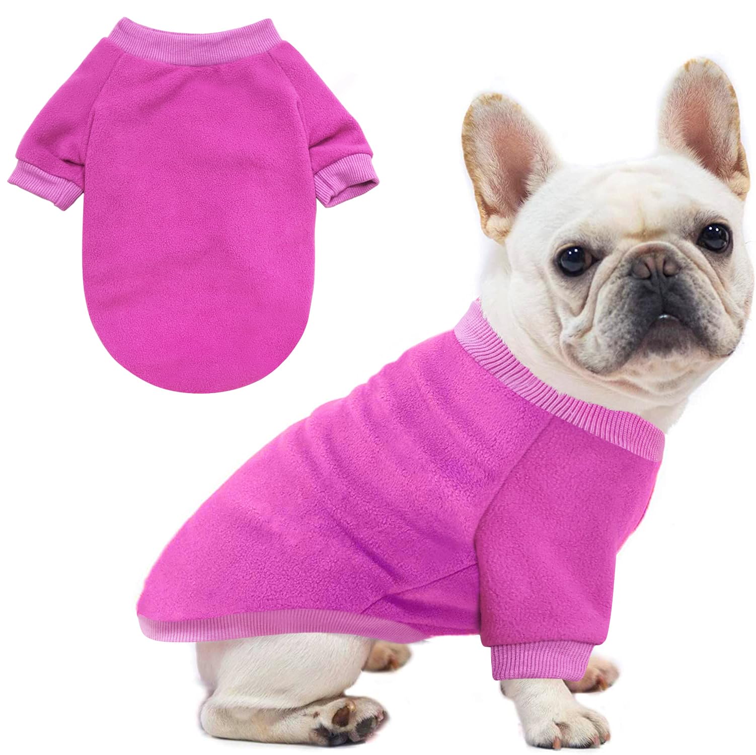 Idepet Unisex Dog & Cat Sweater Small Dogs & Cats Purple Fleece Pullover Sweatshirt Warm Winter Shirt Classic Cat Apparel
