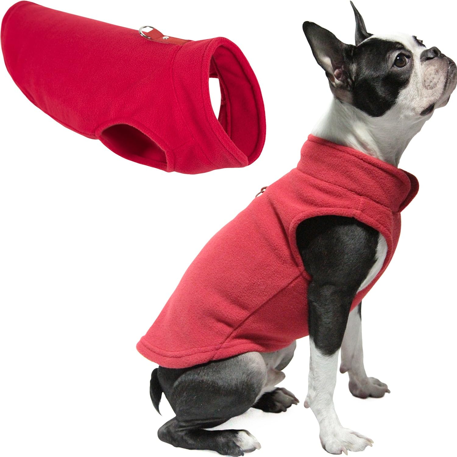 Gooby - Fleece Vest, Small Dog Pullover Fleece Jacket with Leash Ring, Red, X-Large