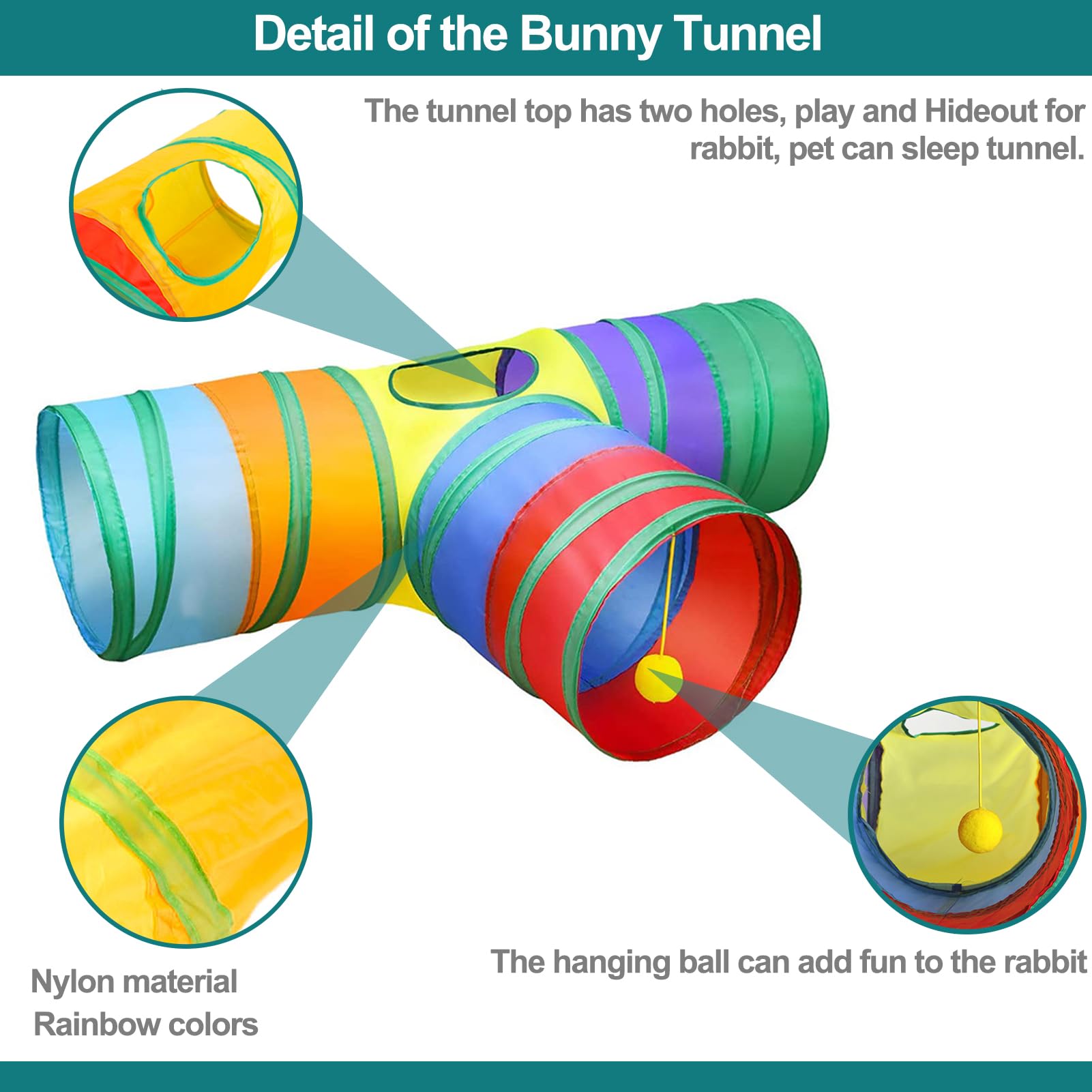 Mechpia Rabbit Toys, Bunny Tunnels and Tubes with Chew Toys for Grinding Teeth Apple Sticks Bamboo Carrot Loofah and Grass Ball