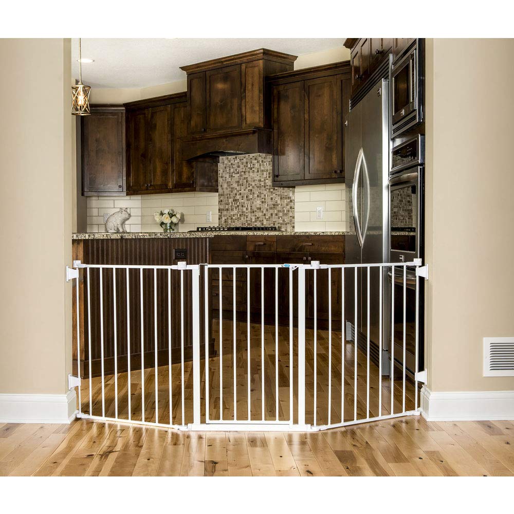 Regalo 76 Inch Super Wide Baby Gate - 3-Panel, Metal, White, Model 1175 DS with Wall Mounts and Hardware