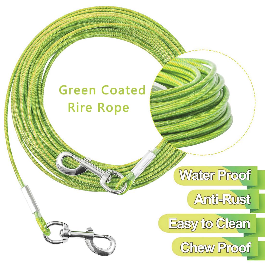 Mi Metty 10Ft Heavy Duty Dog Tie Out Cable For Large Dogs Up To 125Lbs - Durable Dog Runner For Outdoor Yard And Camping