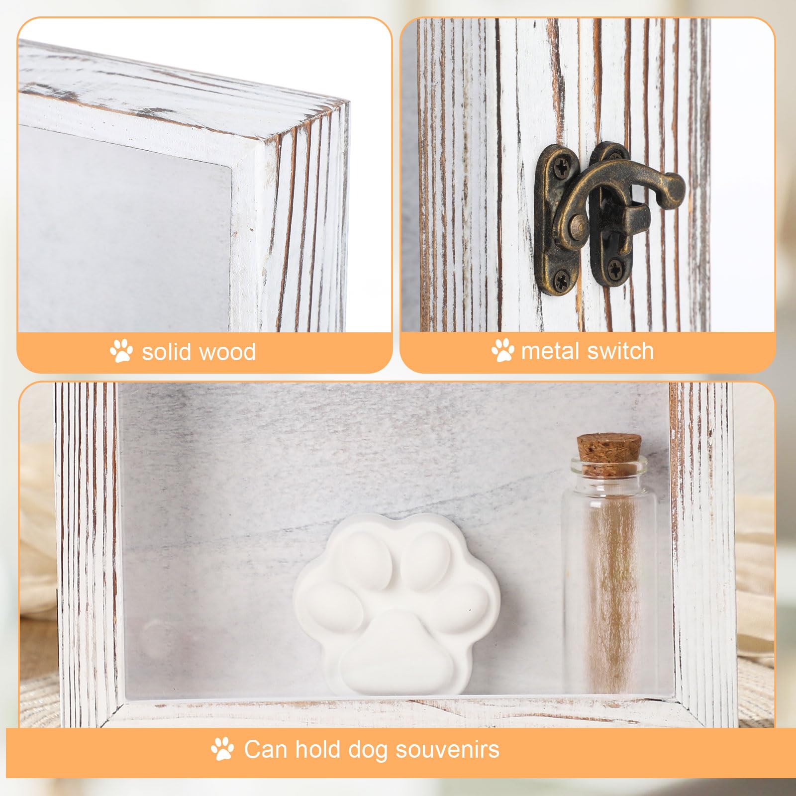 Colingmill 8 X 10 Pet Memorial Shadow Box For Dogs Or Cats Includes Wood Pet Frame, Small Bottle, Pins, Pet Print Kit Wood Pet F