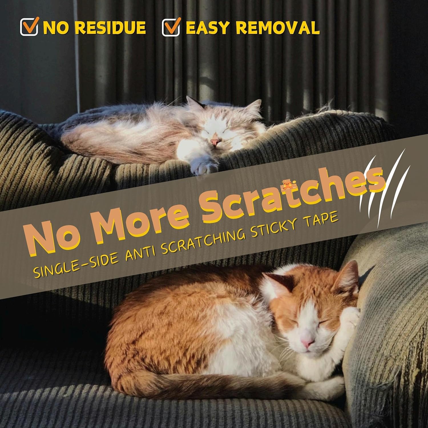 Anti Cat Scratch Furniture Protector, 118'' X 12'', Single Side Couch Furnitureprotector For Cats, 30 Twist Pins +1 Scraper