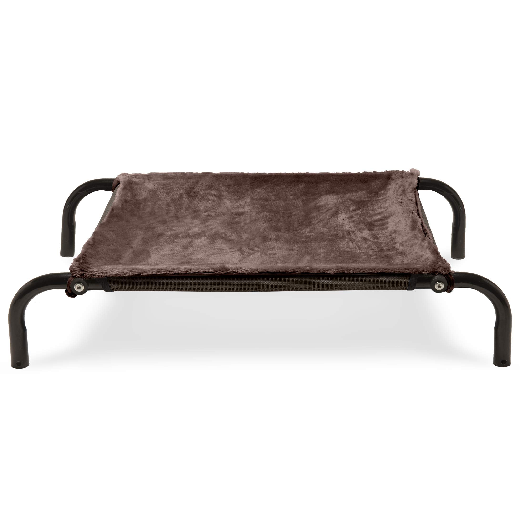 Furhaven Dog Blanket For Cot Beds, Washable W/ Zippered Pouch For Warming/Cooling Inserts - Plush Faux Fur Cot Blanket - Espresso, Extra Small