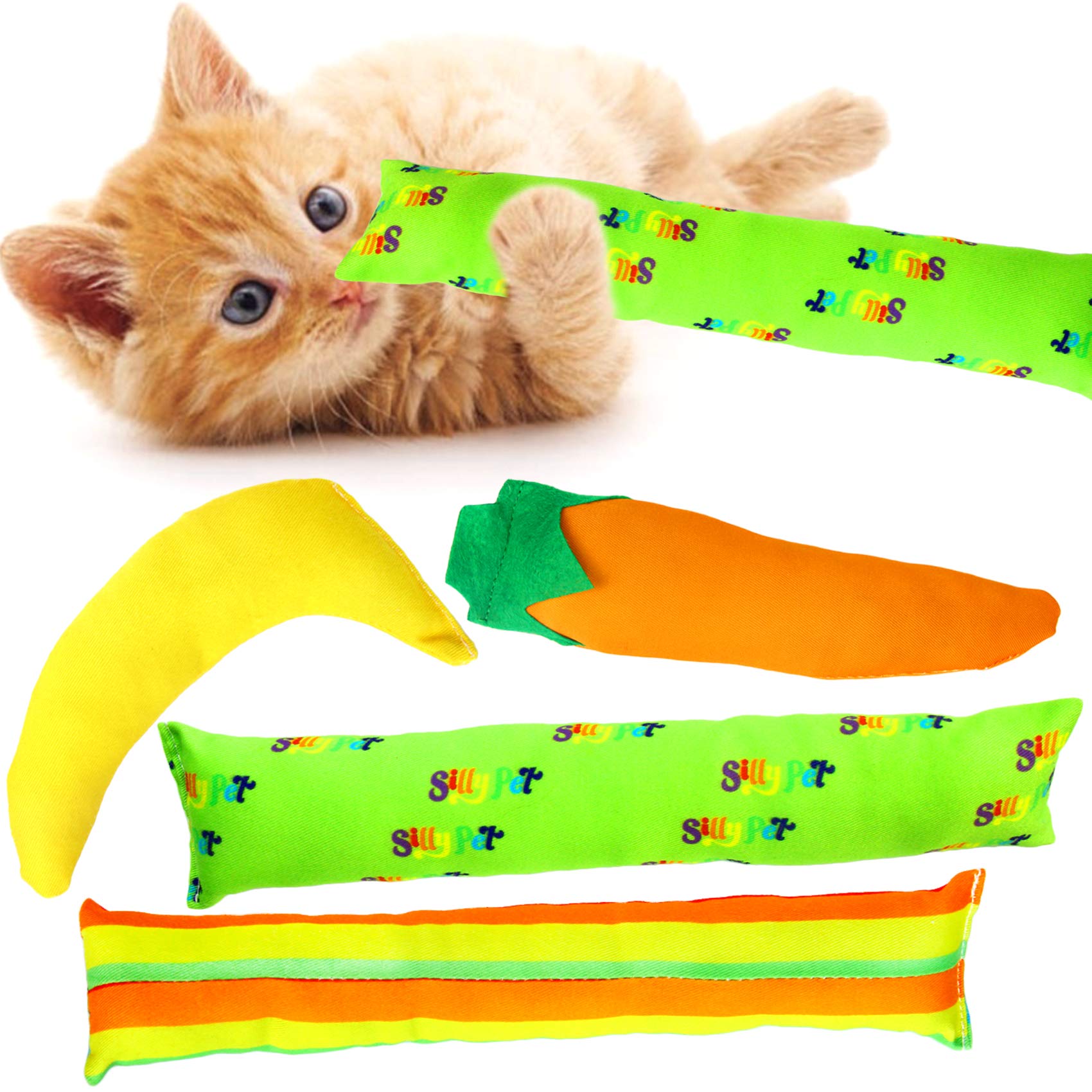 Youngever 4 Pack Cat Kicker Toys, Kitty Kick Stick, Catnip Cat Toys, Cat Kick Toy, Interactive Cat Toys For Cat, Puppy, Kitty, K