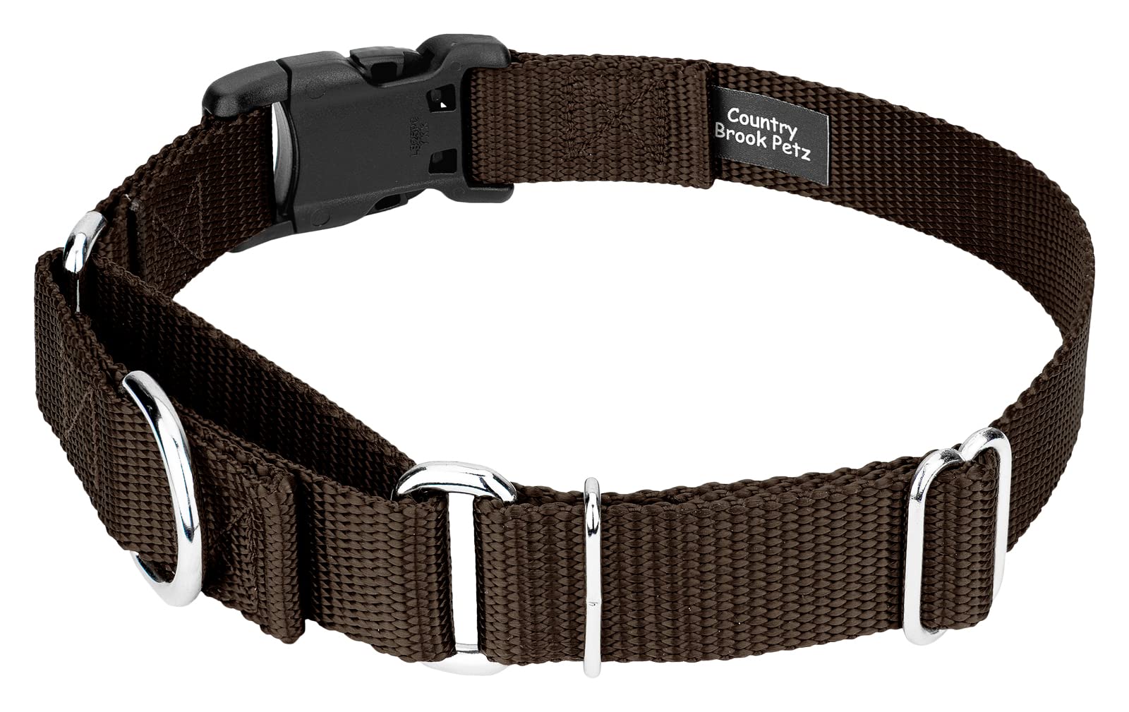 Country Brook Petz - Made In The Usa - Durable Nylon Martingale With Deluxe Buckle - 30+ Vibrant Color Options (Brown, 5/8 Inch,