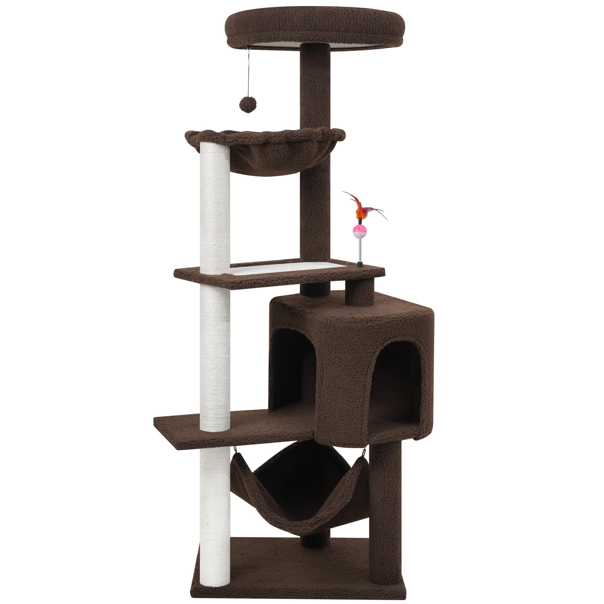 Yunique Cat Tree With Cat Condo Scratch Post And Big Hammock, Green