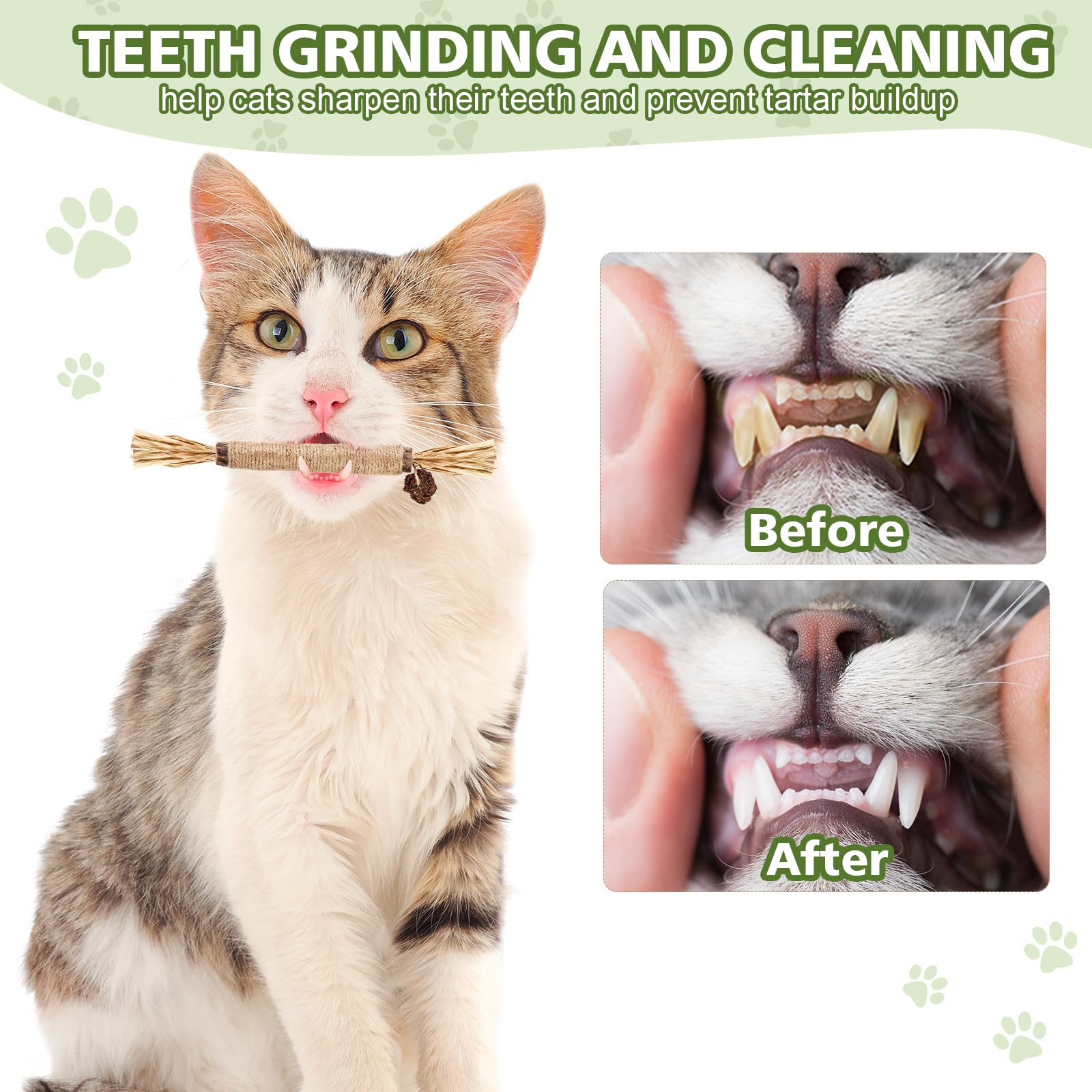 Wousedo 8 Pack Catnip Chew Toys For Cats,Cotton Sisal Rope Toys,Cat Natural Silvervine Sticks,For Cat Teeth Cleaning And Dental