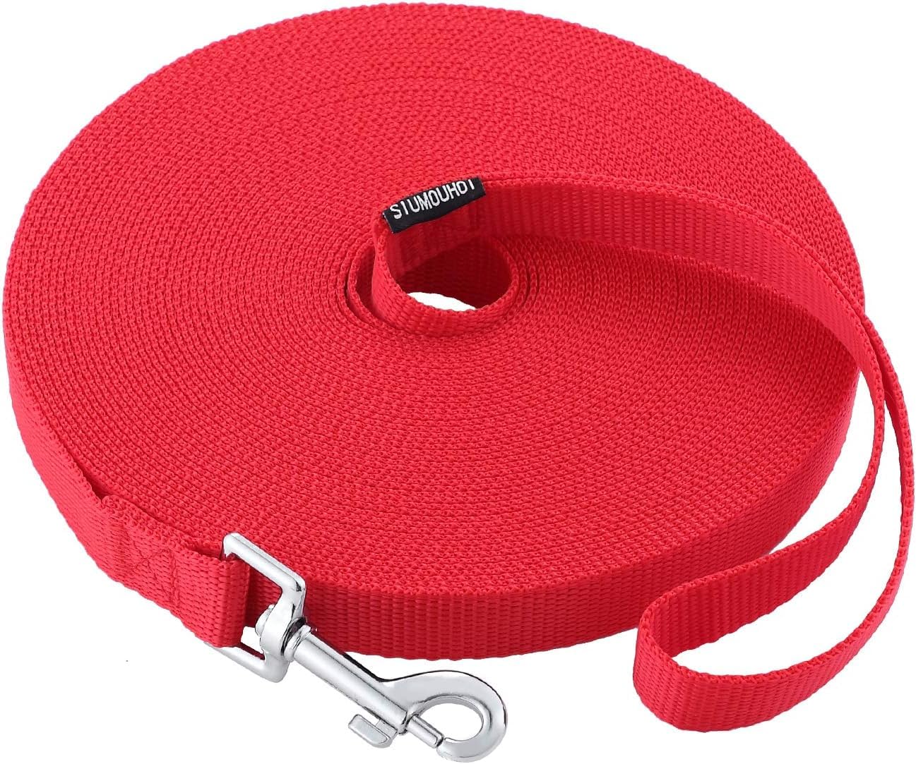 Siumouhoi Dog/Puppy Obedience Recall Training Agility Lead-15 Ft 20 Ft 30 Ft 40 Ft 50 Ft Long Leash -For Training Leash, Play, Safety, Camping,Or Backyard (40Feet, Red)