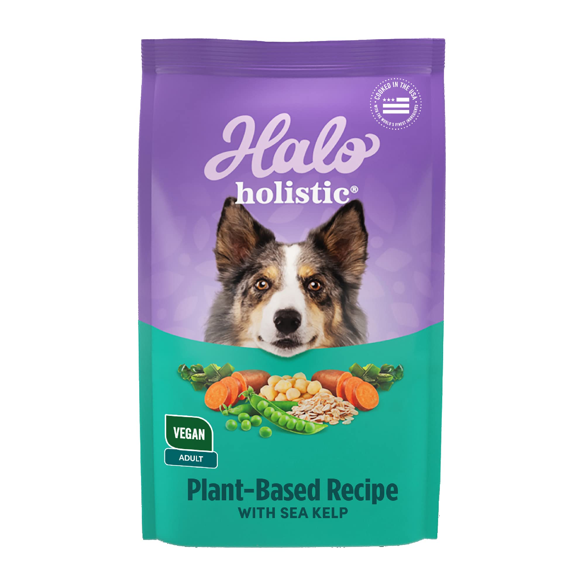 Halo Holistic Vegan Dog Food, Plant-Based Recipe with Kelp, Dry Dog Food, Complete Digestive Health, Kibble for Adult Dogs, 10 l
