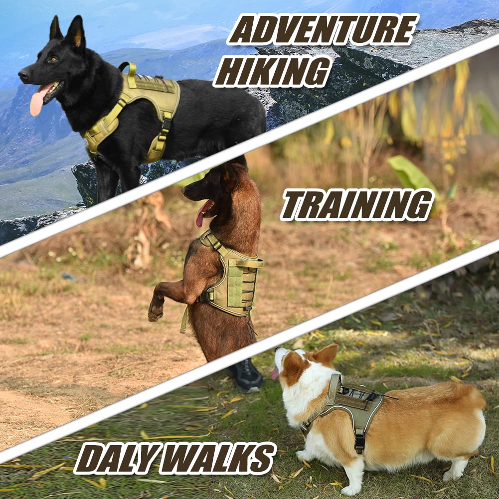 CBBPET Tactical Dog Harness for Small Medium Large Dogs No Pull Adjustable Harness Training Easy Control Pet Vest,Reflective Wor