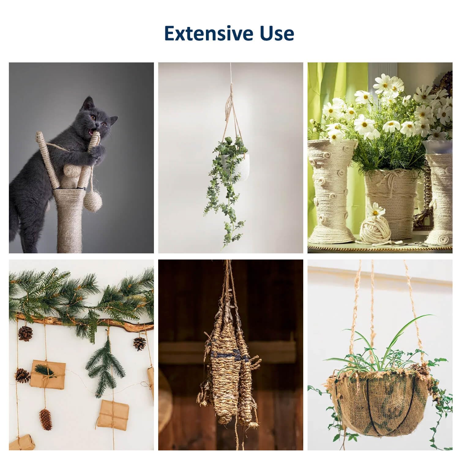 Cat Natural Sisal Rope For Scratching Post Tree Replacement, Hemp Rope For Repairing, Recovering Or Diy Scratcher, Natural Color