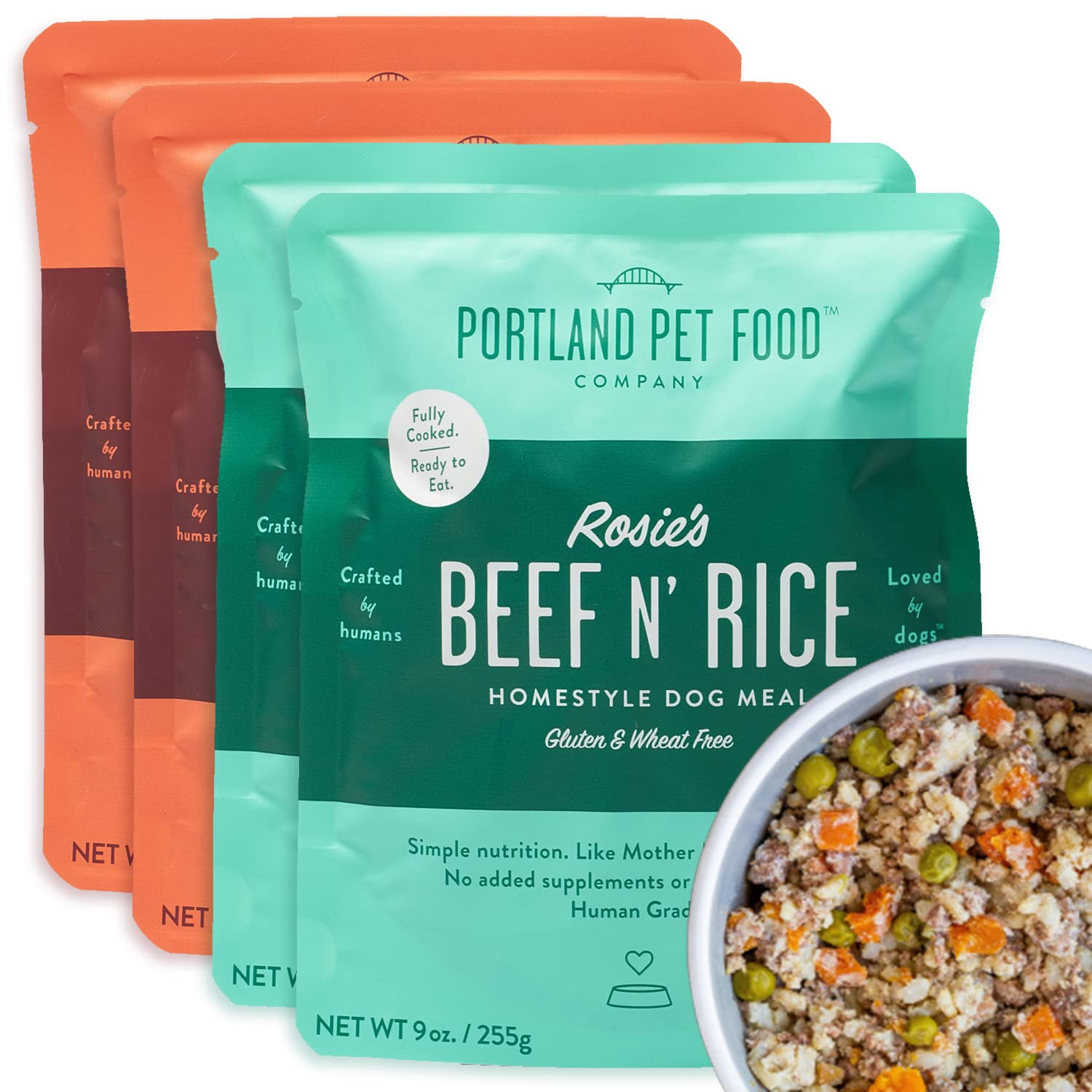 CRAFTED BY HUMANS LOVED BY DOGS Portland Pet Food Company Human-Grade Dog Food Pouch - Mixer, Topper, and Rotational Meal (2X Ro
