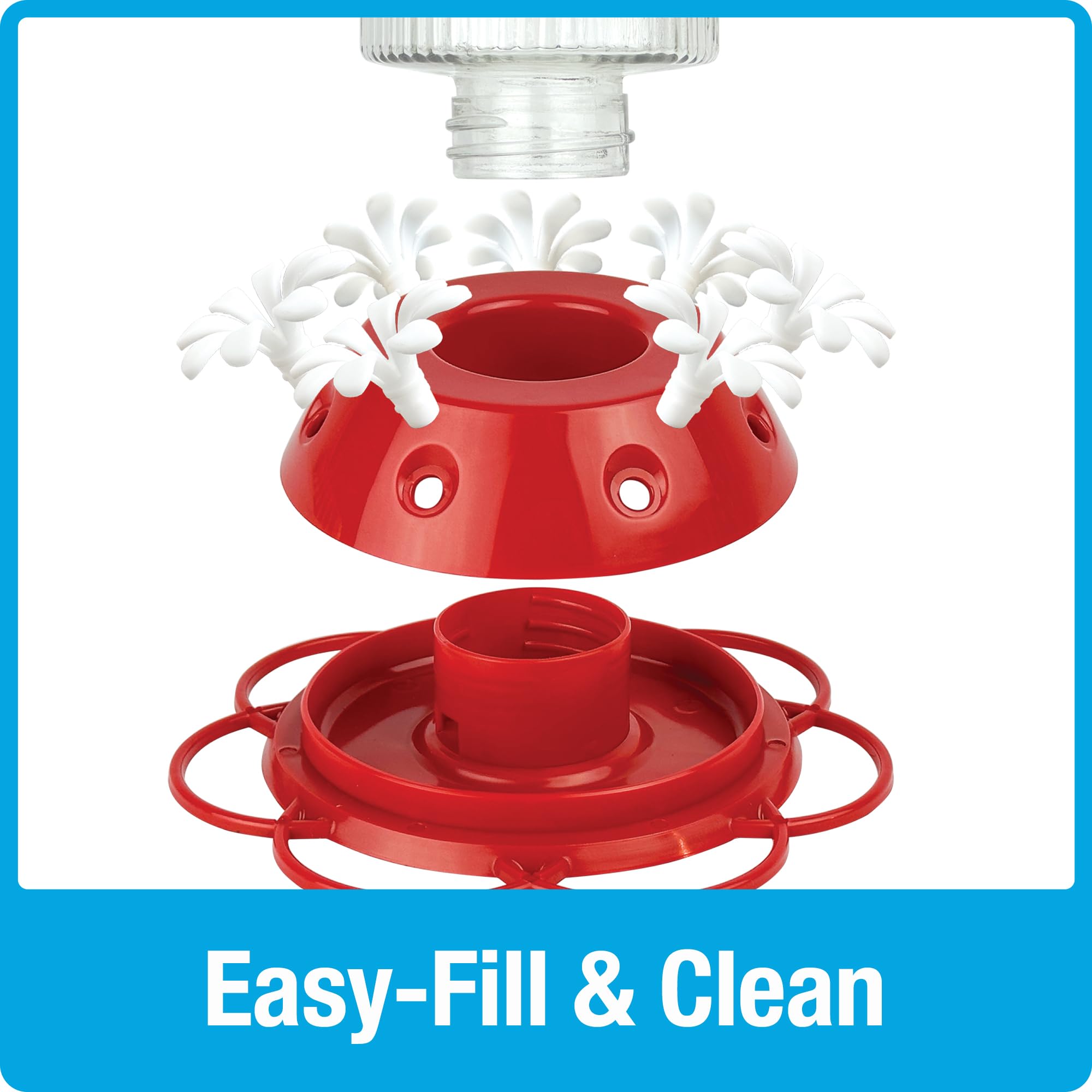 Natures Way Hanging Glass Hummingbird Feeder for Outdoor D  cor, 28 Ounce Capacity Nectar Feeder, Ant Moat, 7 Easy to Clean Fle