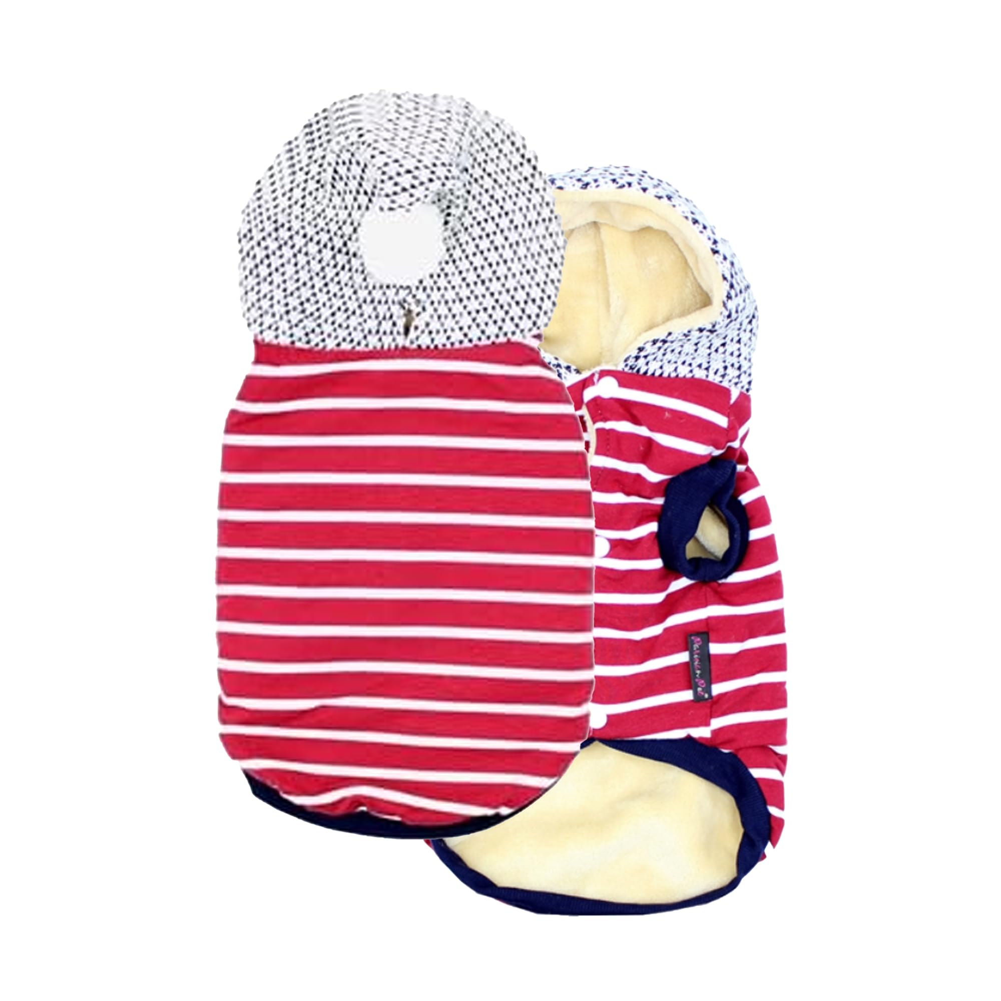 Parisian Pet Basic Dog Hoodie - Lightweight Red Striped Pom Pom Hoodie - Dog Sweatshirt With Pockets - S