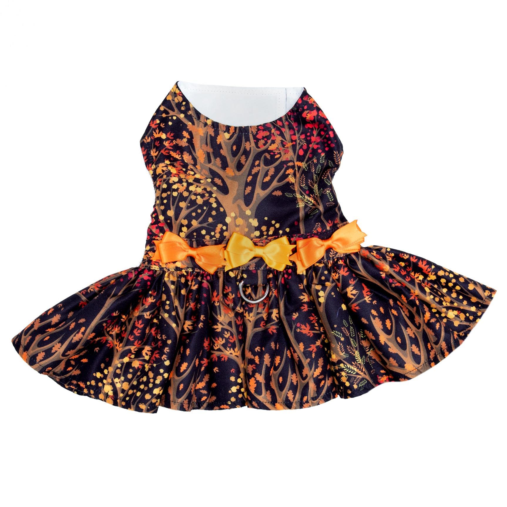Fall Leaves Harness Dress With Matching Leash (Large)