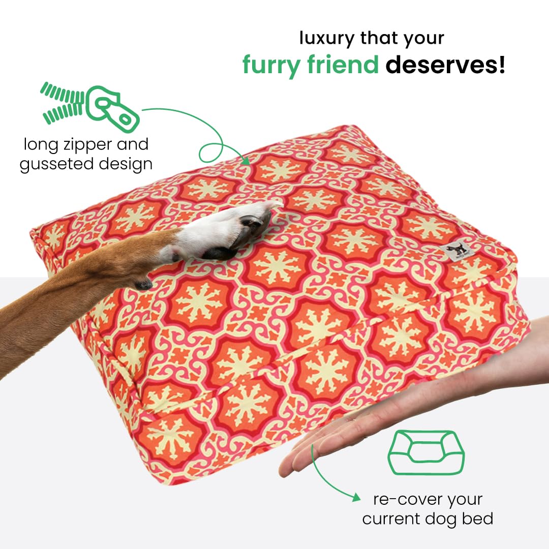 Molly Mutt Huge Dog Bed Cover - Papillon Print - Measures 36”X45”X5’’ - 100% Cotton - Durable - Breathable - Sustainable - Machine Washable Dog Bed Cover