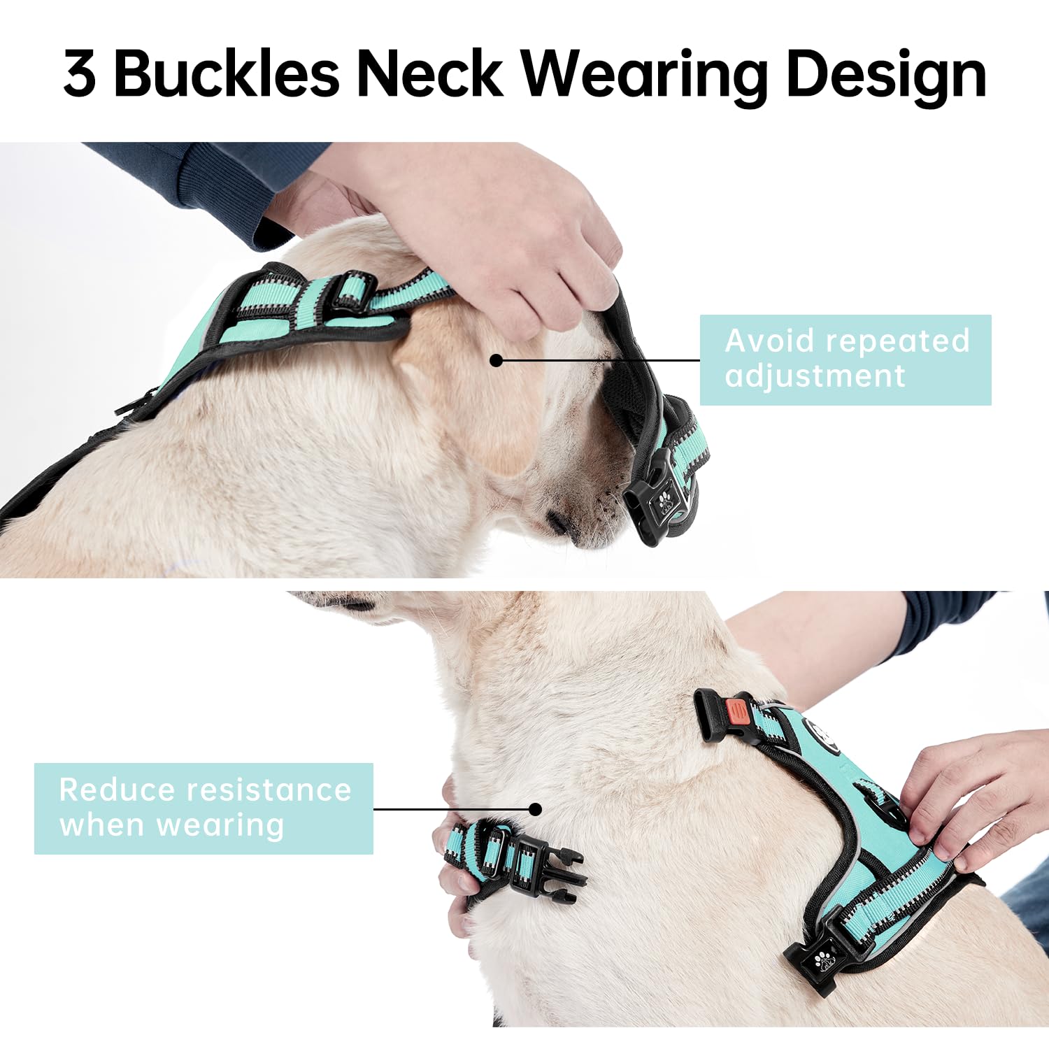 Ivy&Lane No Pull Dog Harness With Leash Set, Reflective No Choke Pet Vest,Adjustable Oxford Dog Vest Harness With Easy Control H