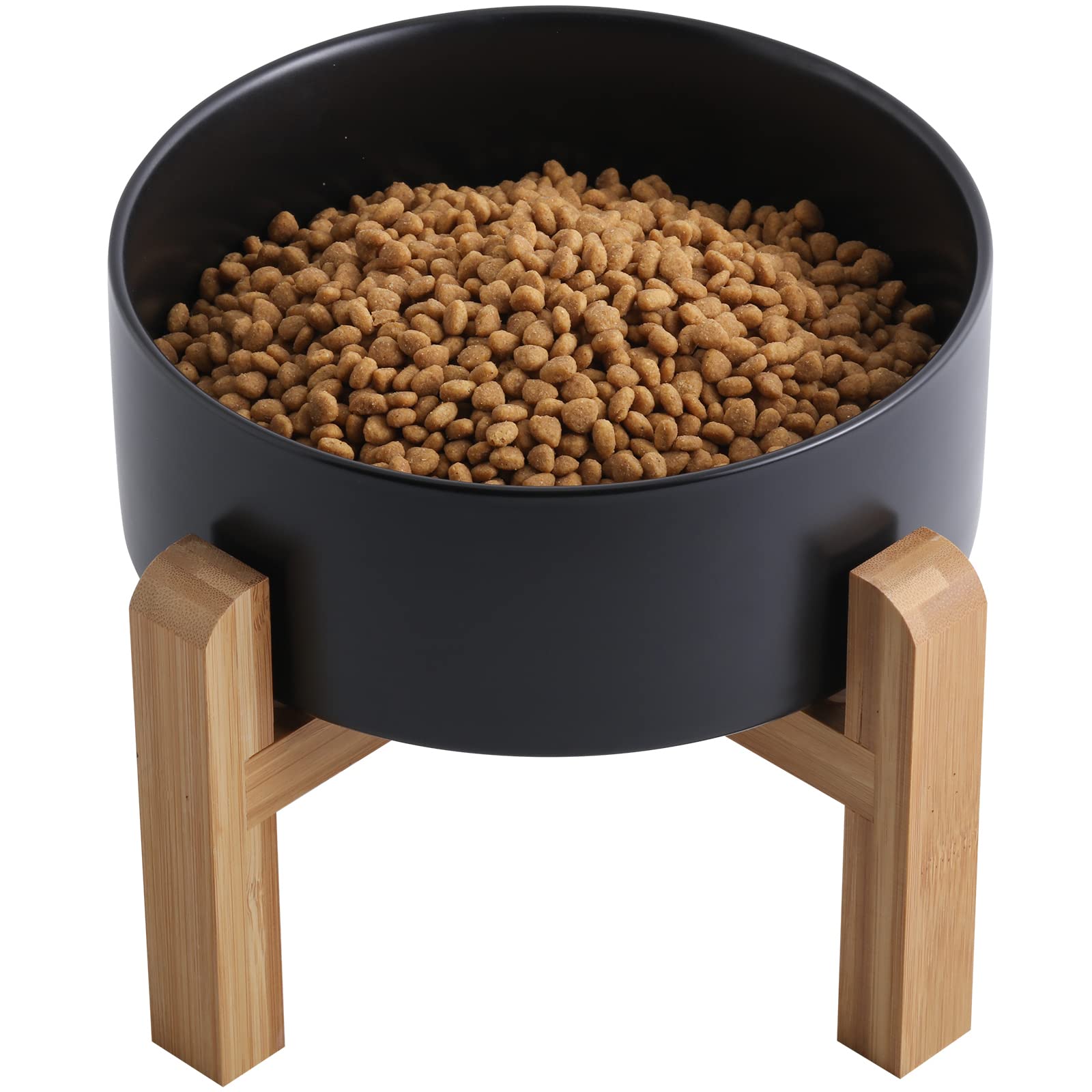 Addogyy Elevated/Raised Dog Bowl Wood Stand for Medium Large Breed,7.67 in Wide Dog Food Water Dish Holder, Non Slip Modern Cute