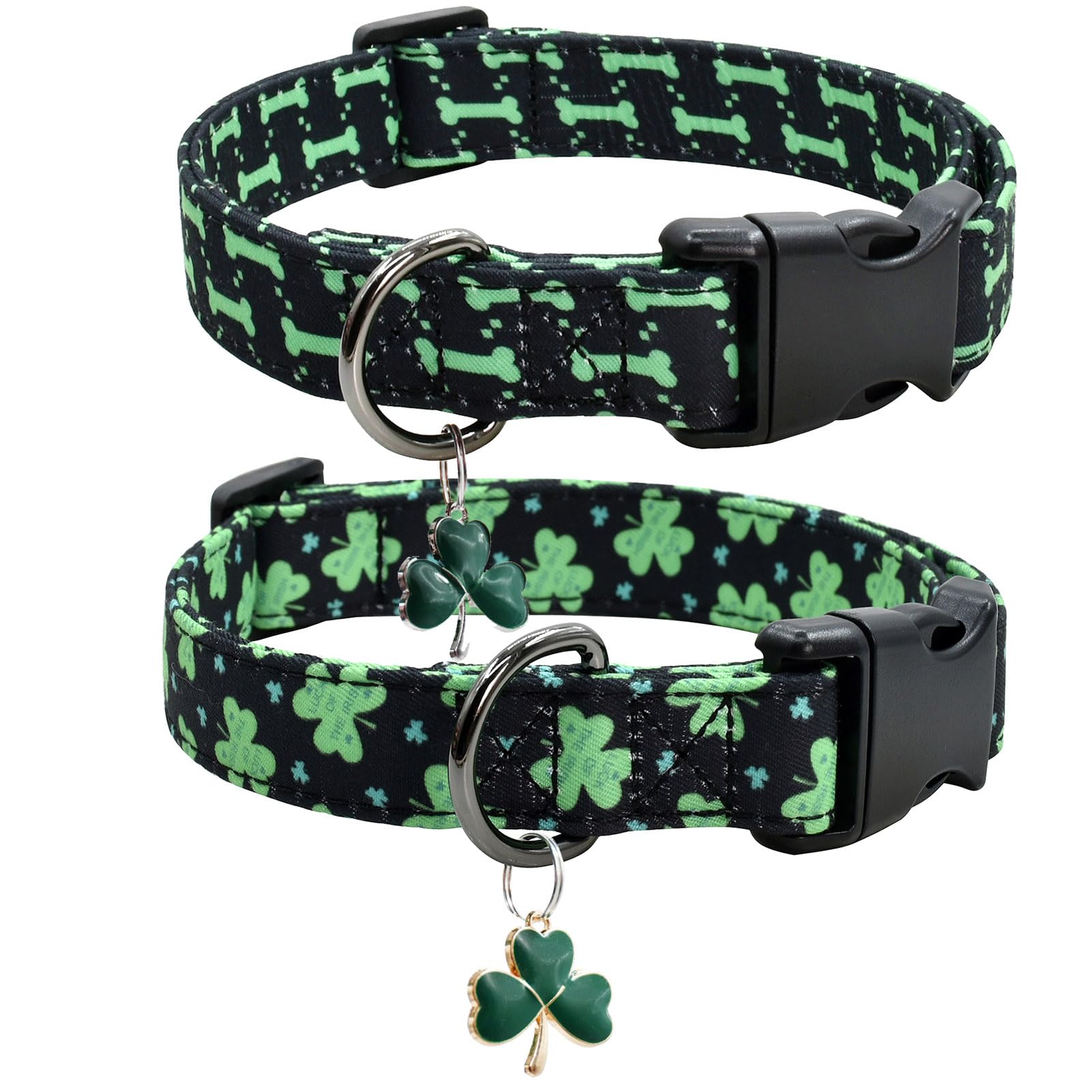 2 Pcs Cotton Dog Collar Soft Cute Flower -3 Sizes Soft Nylon Puppy Collar Adjustable For Girl Female Small Medium Large Dogs(03M