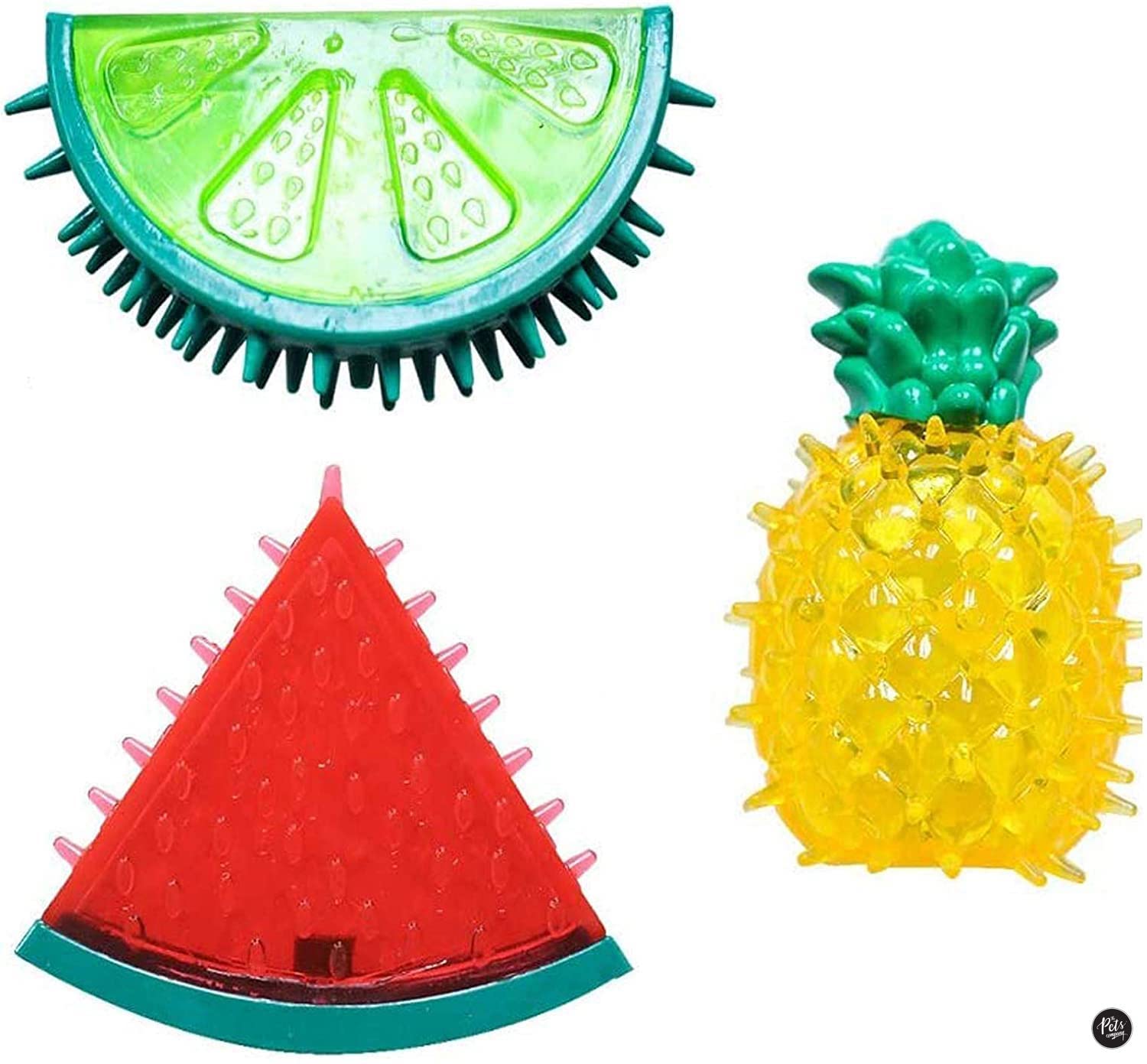 The Pets Company Puppy Chew Toy, Squeaky Dog Toy,Watermelon Pineapple & Lemon, Combo Pack Of 3
