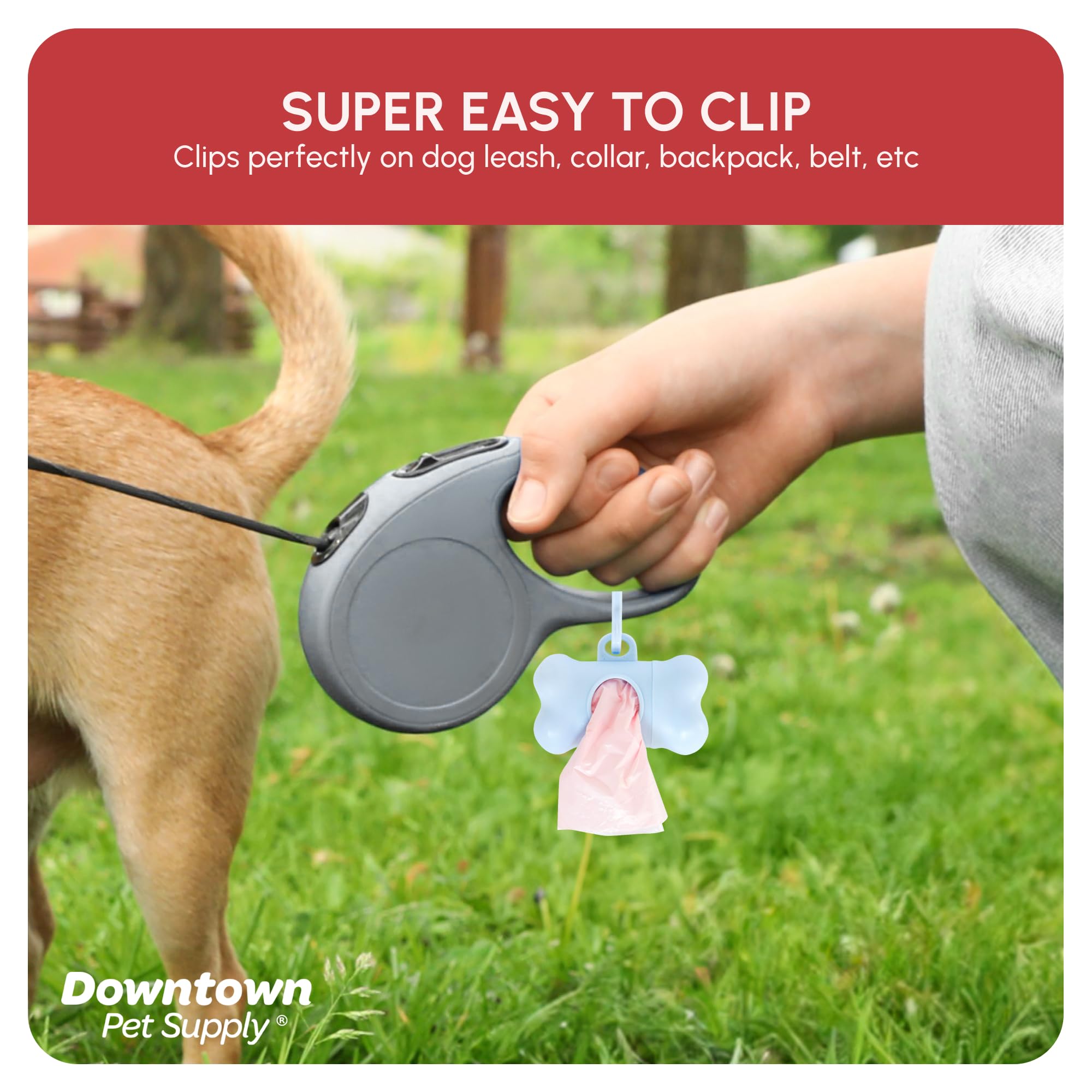 Downtown Pet Supply Unscented Poop Bags For Dogs With Dispenser, 1000 Count - Leak-Proof Dog Waste Bags And Bone-Shaped Dog Poop Bags Holder For Leash - Pastel Rainbow, 12.5' X 8.5'