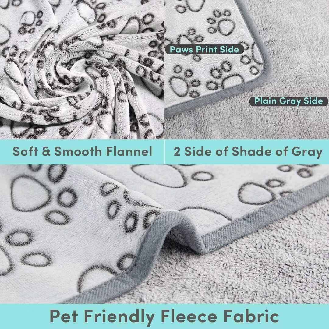 Stuffed® Dog Blanket - Washable Grey Polyester, 40"x32" Soft Calming Throw for Medium Small Dogs & Cats