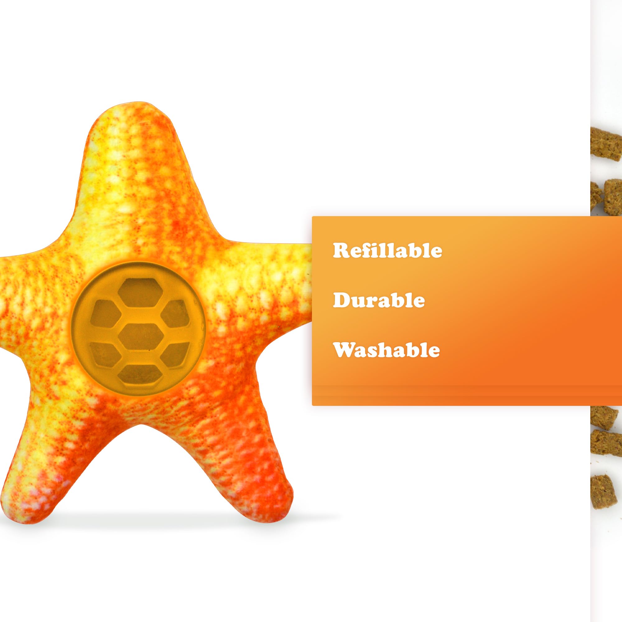 Meowijuana Knock N Nibble Starfish | Refillable Treat Dispensing Cat Toy | Promotes Play and Cat Health | Interactive Puzzle To