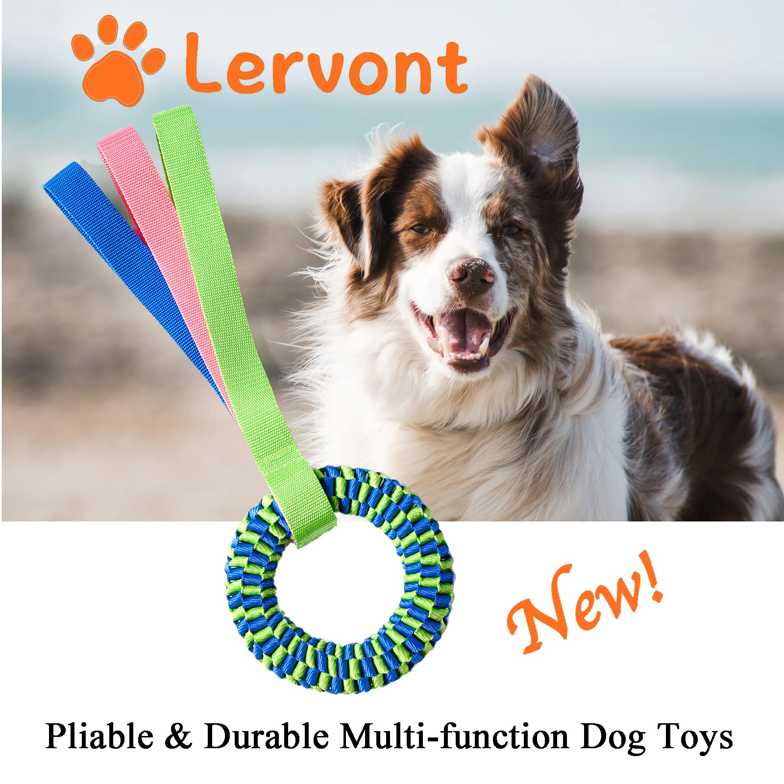 2 Pack Aggressive Chewer Dog Toys - Tug Of War & Teeth Cleaning - Medium & Large Dogs