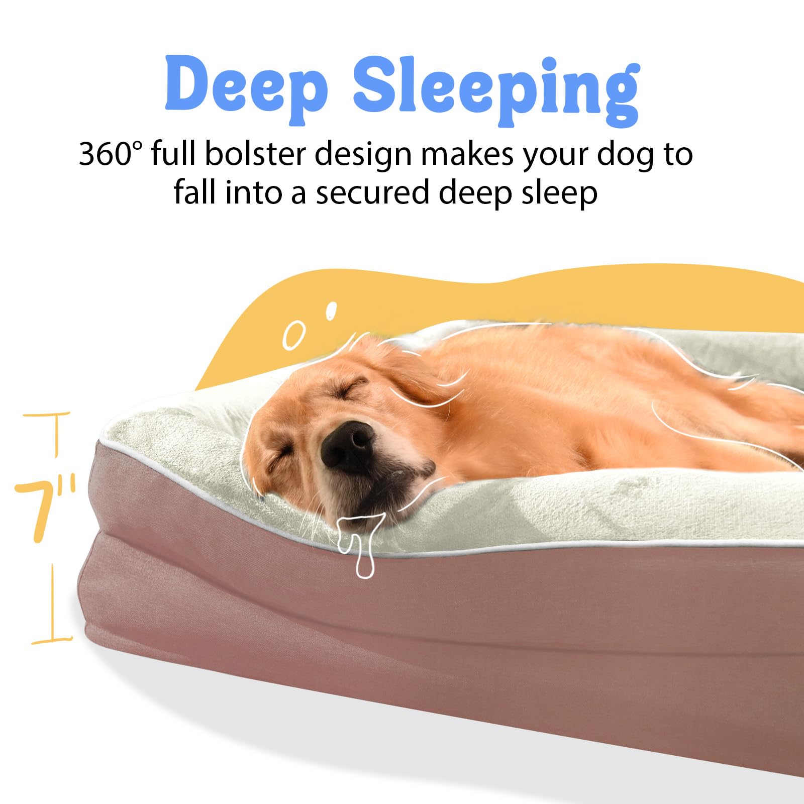 Orthopedic Washable Large Dog Bed - Removable Orthopedic Foam Dog Beds With Bolsters Waterproof Large Dogs Bed And Non-Slip Bott