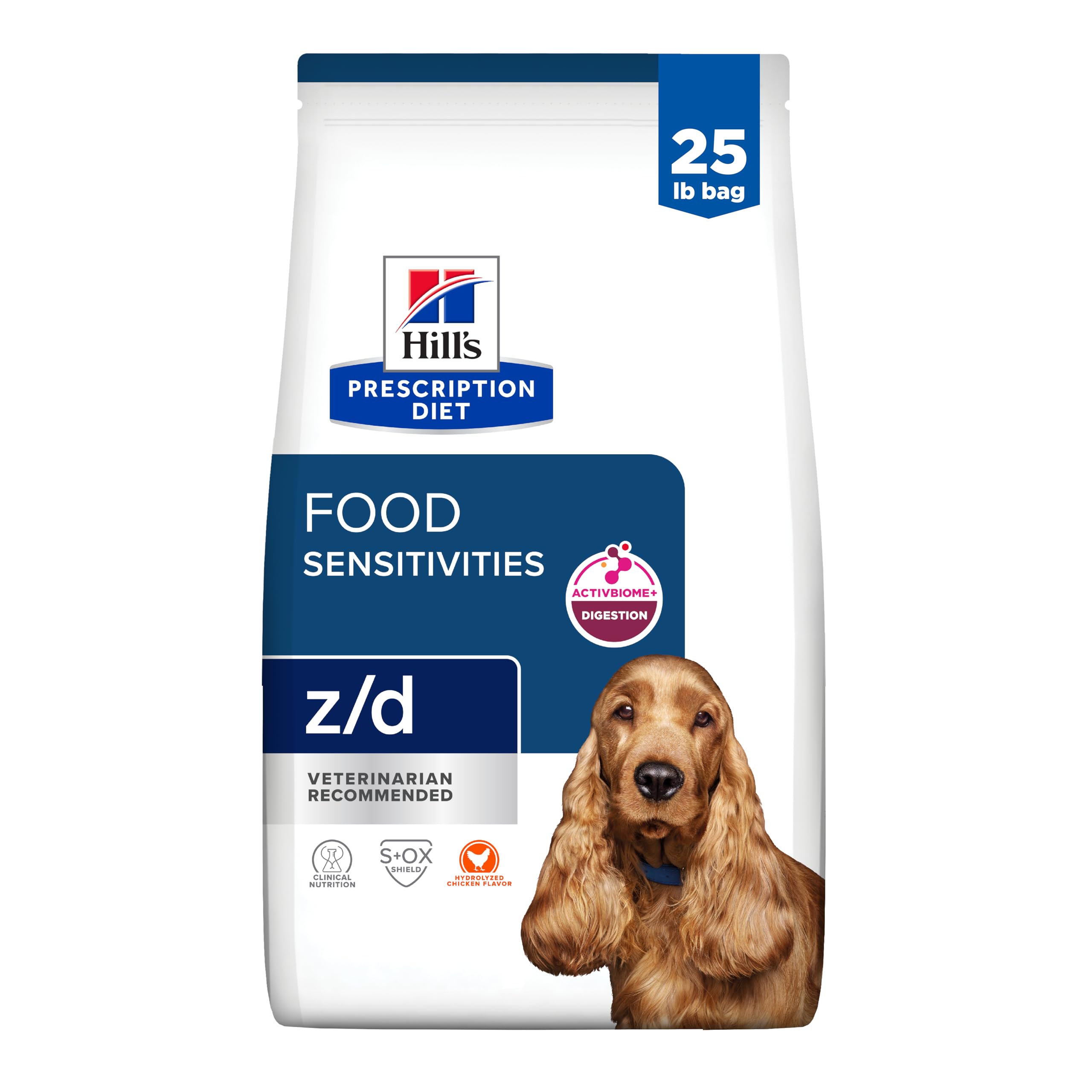 Hills Prescription Diet z/d Skin/Food Sensitivities Hydrolyzed Dry Dog Food, Veterinary Diet, 25 lb. Bag