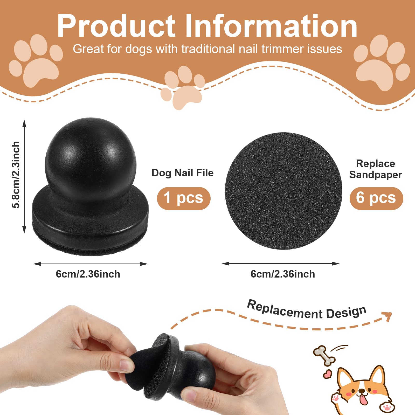 Ciatbyyj Dog Nail File With 6Pcs Replaceable Filing Disc, Dog Scratch Board For Safe And Easy Nail Care, Dog Nail Scratch Board