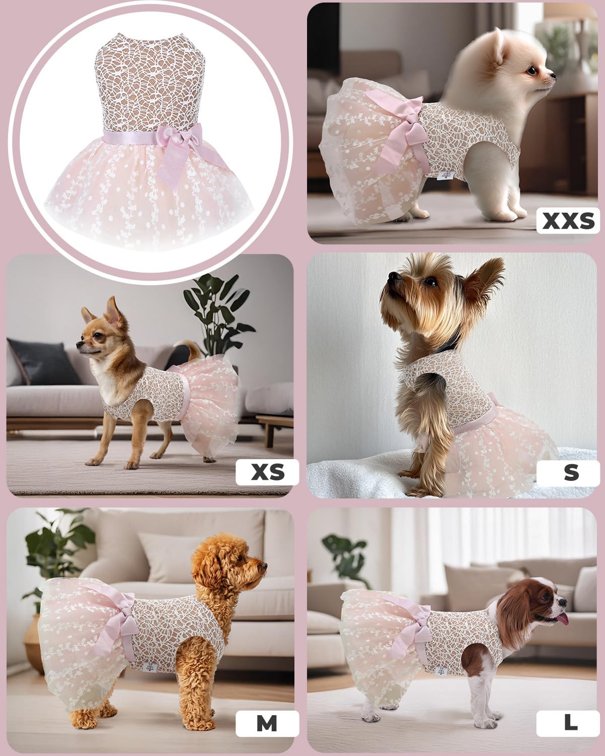 Cutebone Dog Birthday Dress Girl Puppy Skirt Tutu Cat Wedding Outfit Pet Party Clothes For Small Dogs Costume Dd23S