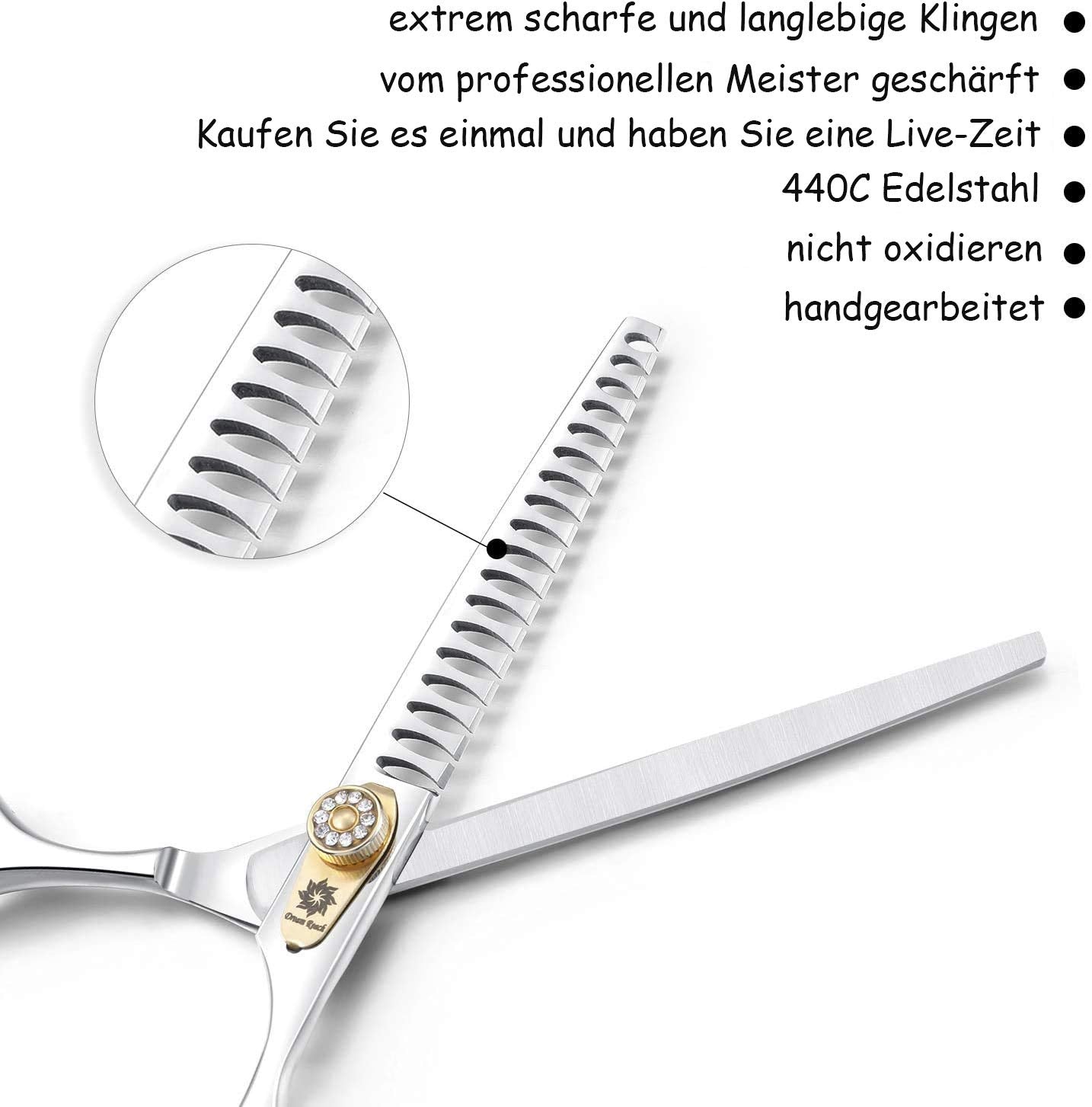 Dream Reach Dog Grooming Scissors Kit - JP-440C Stainless Steel, 7 Inch Chunker Scissors for Cats and Dogs