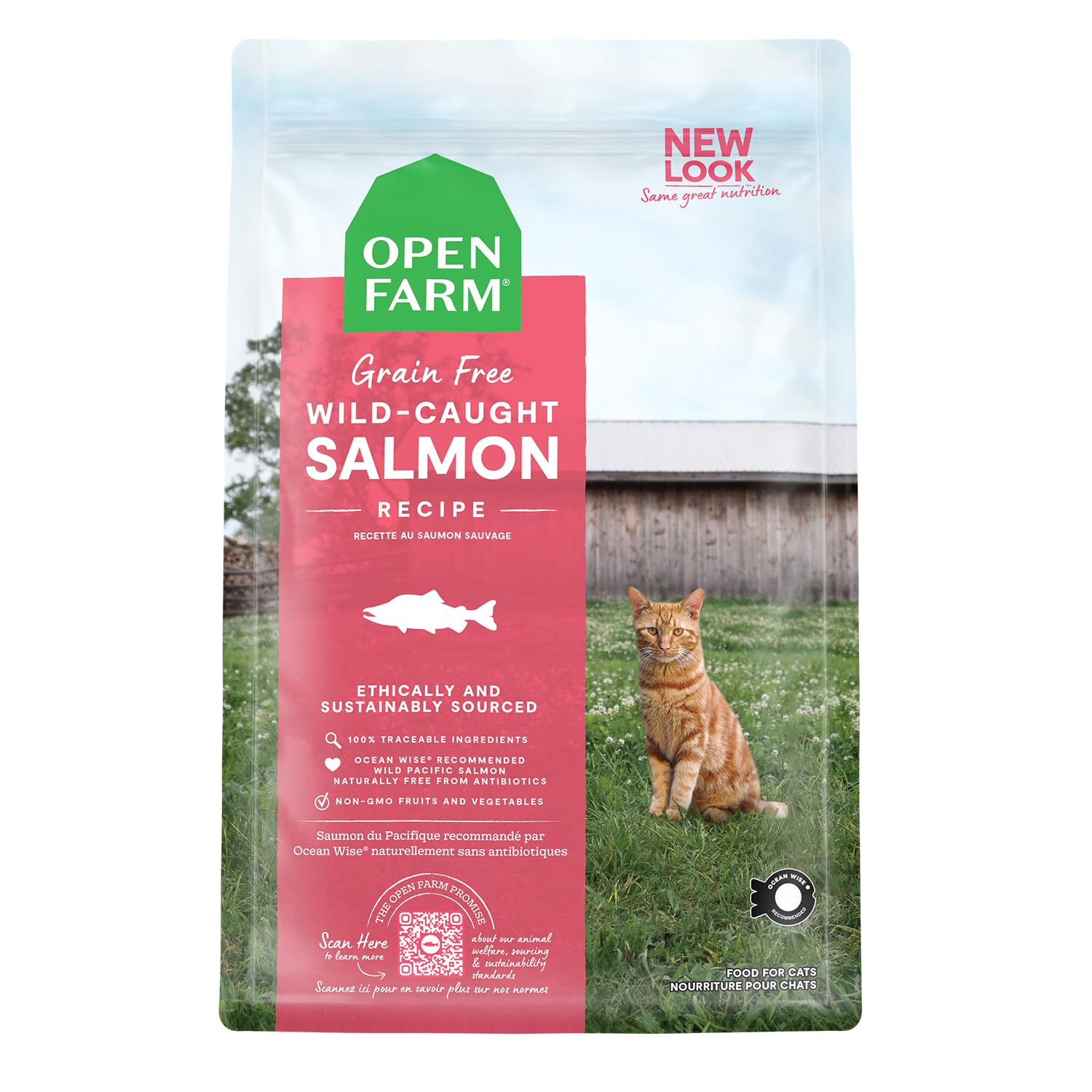 Open Farm Wild-Caught Salmon Grain-Free Dry Cat Food, Responsibly Sourced Pacific Salmon Recipe with Non-GMO Superfoods and No A