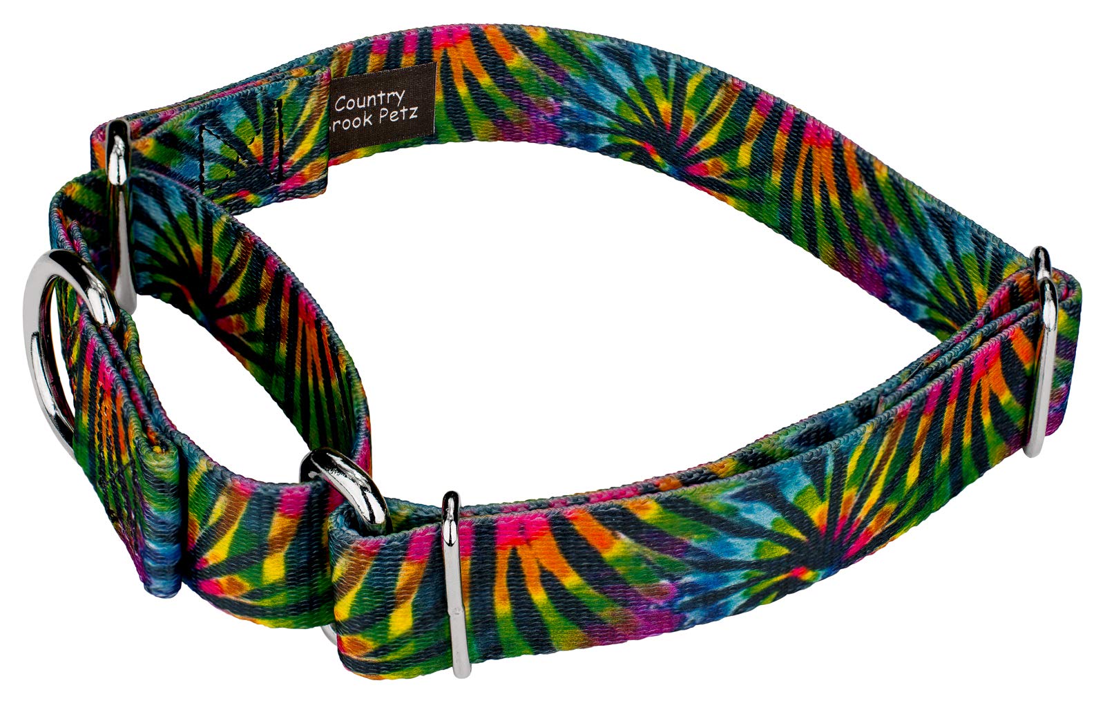 Country Brook Petz - Tie Dye Stripes Martingale Dog Collar - Groovy Collection Featuring Far Out Designs (1/2 Inch, Extra Small)