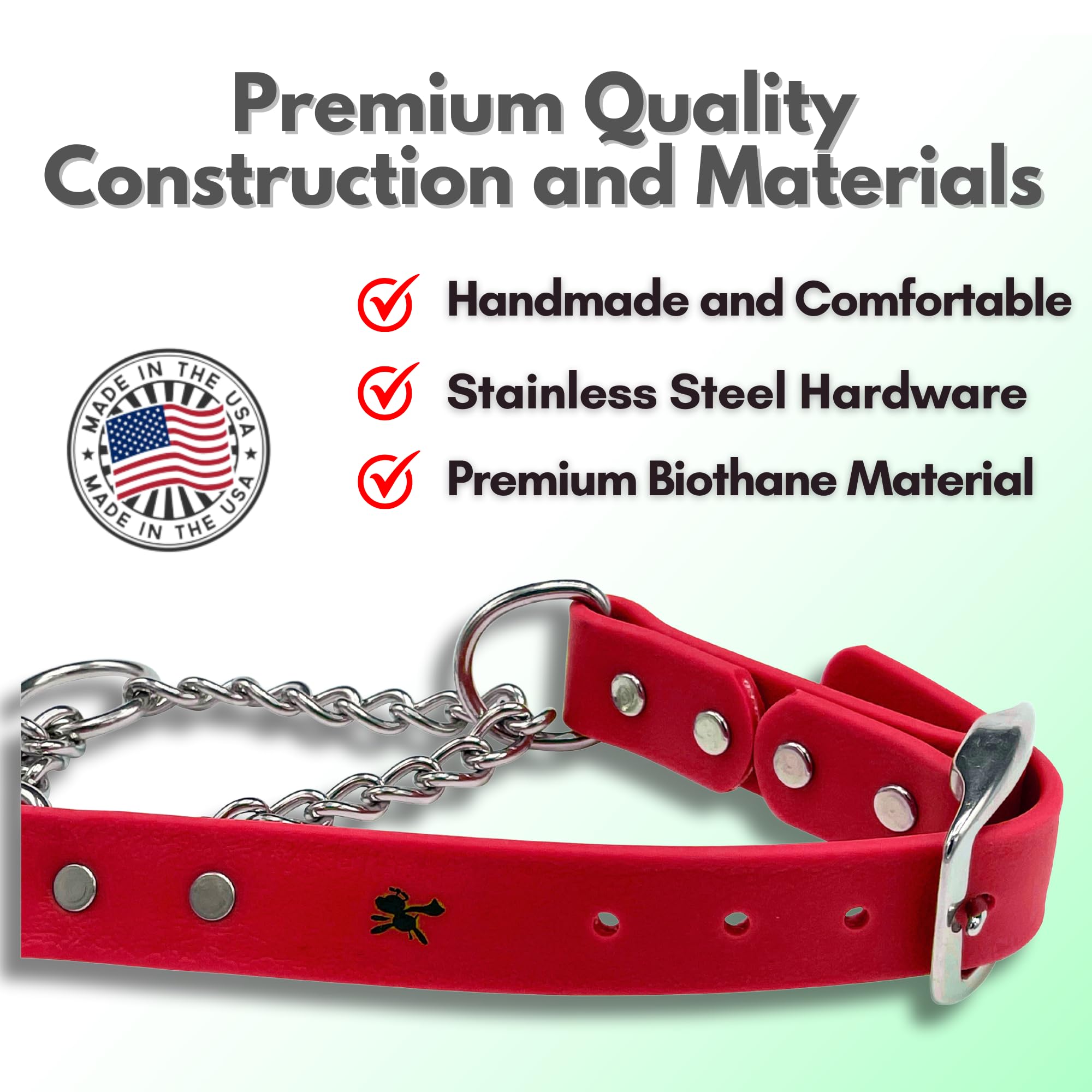 Jim Hodges Dog Training Martingale Collar For Dogs, Biothane, Stainless Steel Hardware, No Pull, Made In The Usa, Professional G