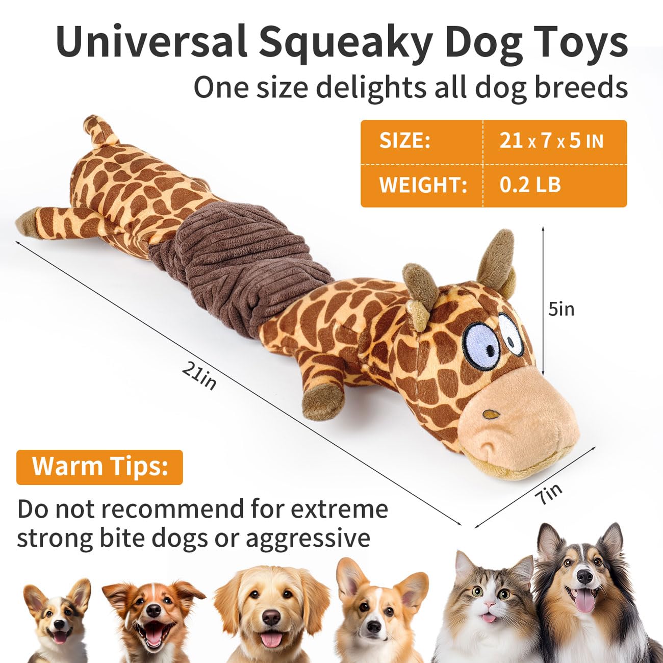 MEWMINGLE 3-in-1 Squeaky Dog Toy for Chewer (Squeaker, Crinkle Paper & Elastic Band), Durable Interactive Puppy Plush Stuffed Ch
