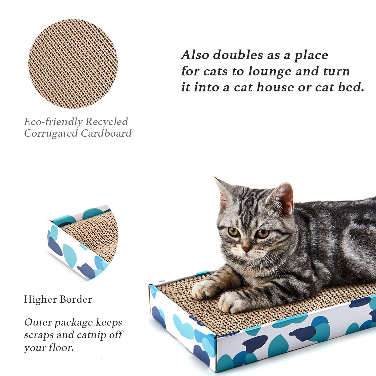 Peekab Cat Scratcher Cardboard Reversible Cat Cat Scratch Pad Kitty Corrugated Scratching Bed Catnip Included (1 Pack)