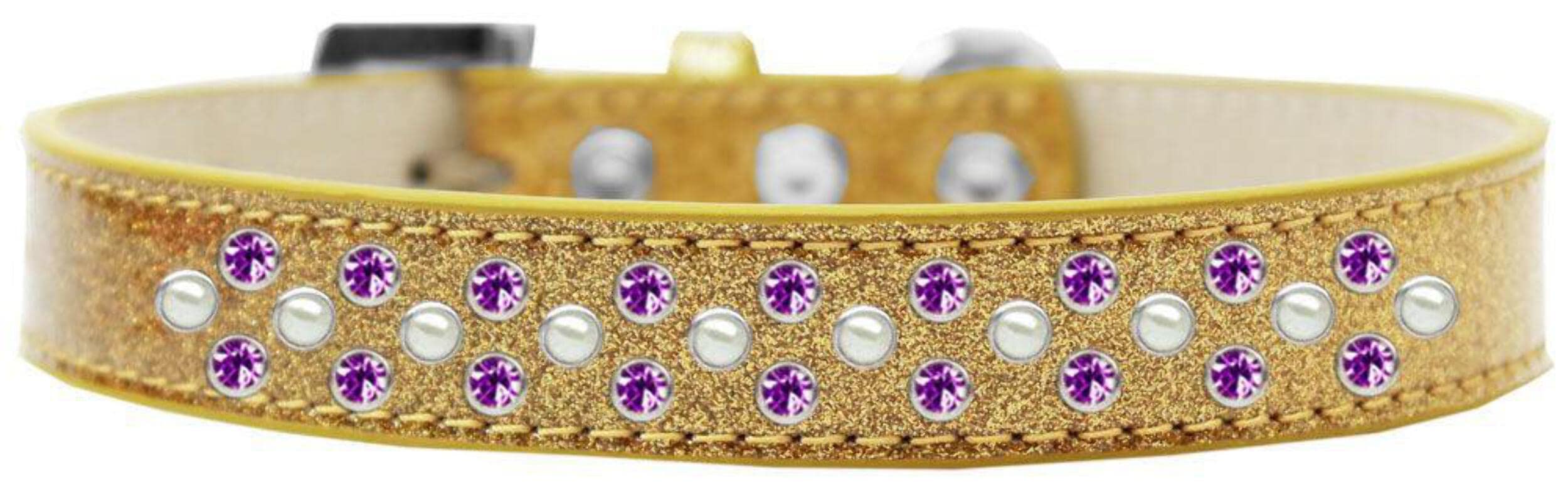 Mirage Pet Products Sprinkles Ice Cream Dog Collar with Pearl and Purple Crystals, Size 14, Purple