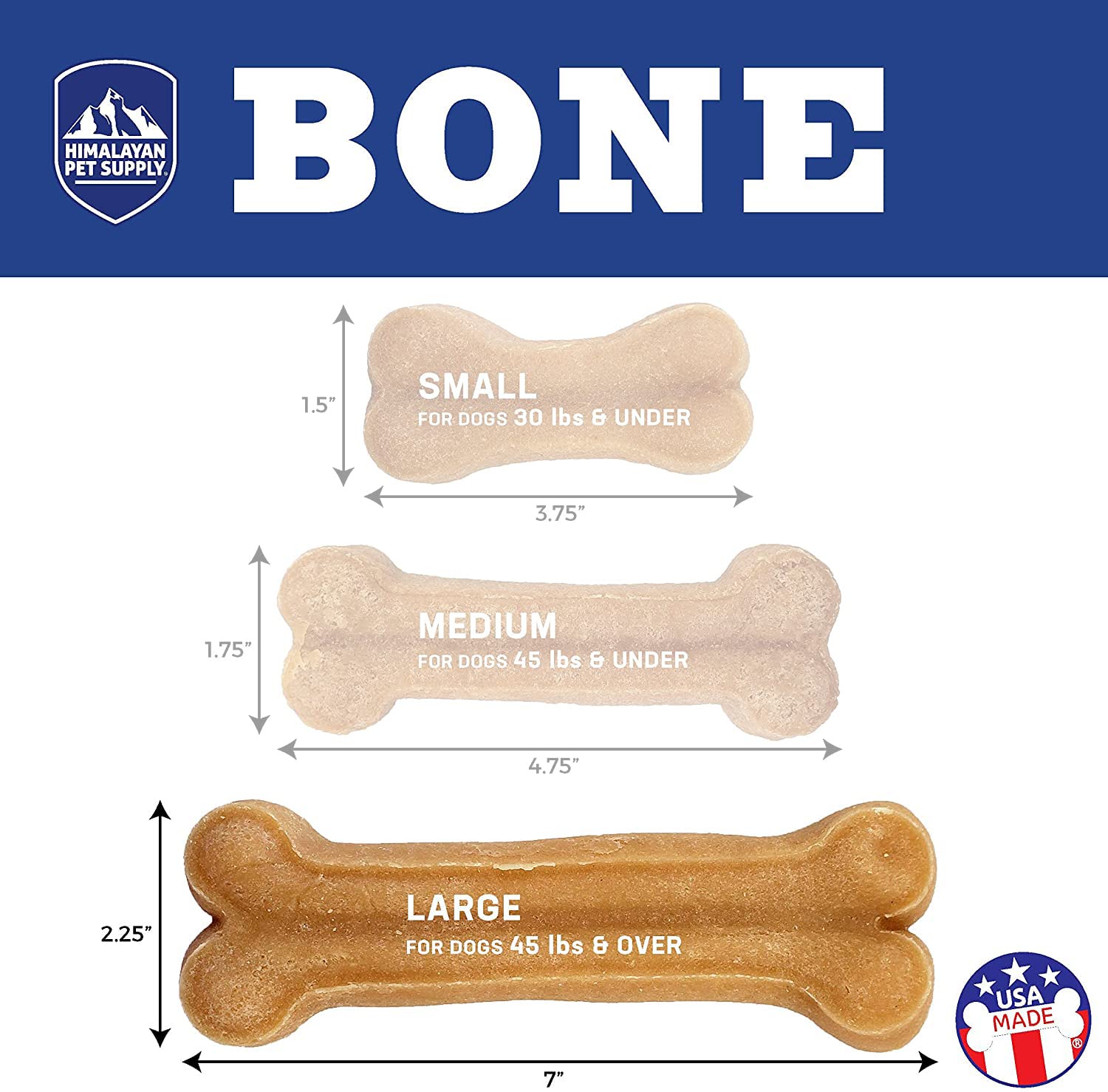 Himalayan Pet Supply Dog Chew Bone - Large | Long Lasting, Stain Free, Protein Rich, Low Odor | 100% Natural, Healthy & Safe | N