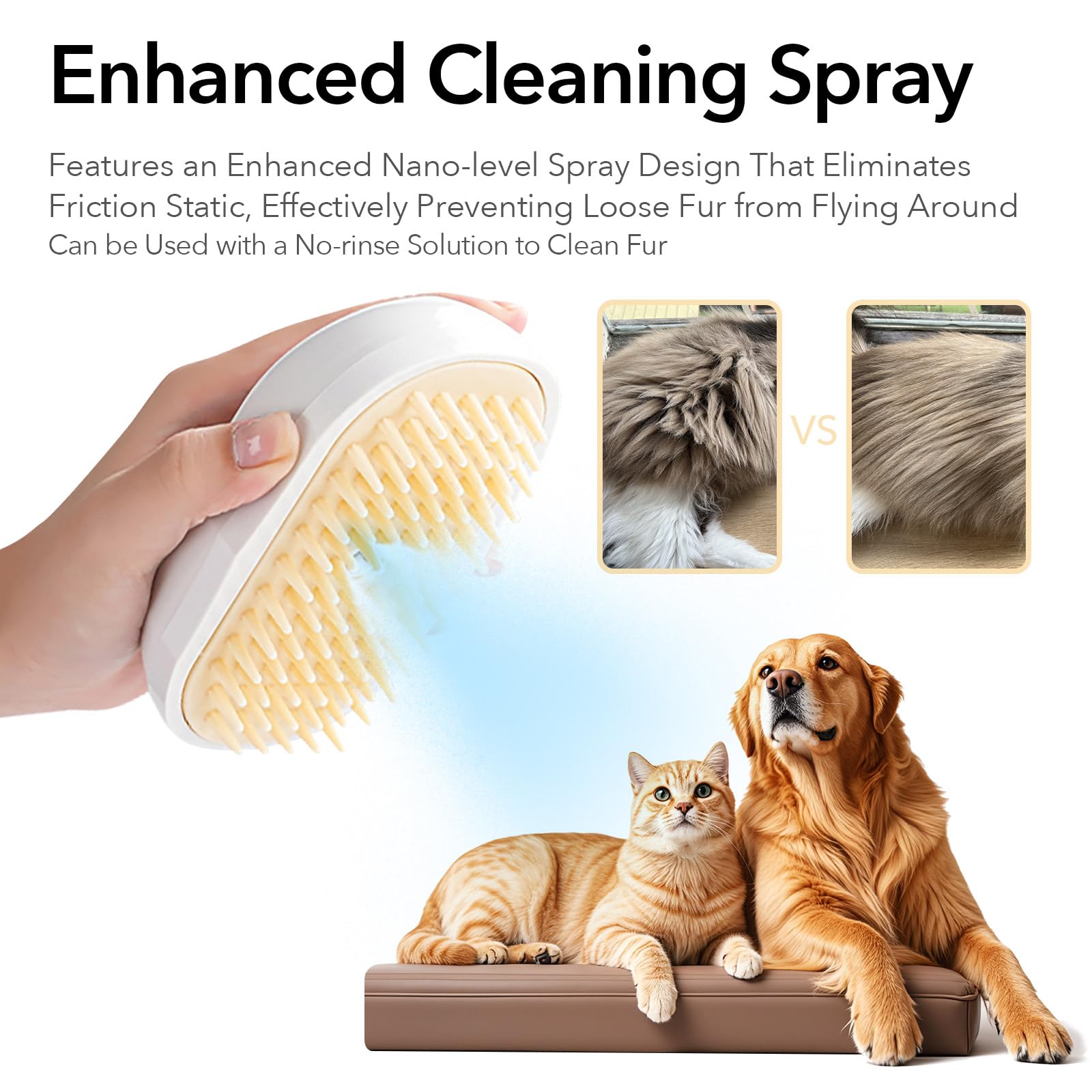 Goocare 2Nd Soft Silicone 3-In-1 Cat Steam Brush For Shedding, Pet Hair Removal Comb With Water Tank, Spray Brush For Pet Groomi