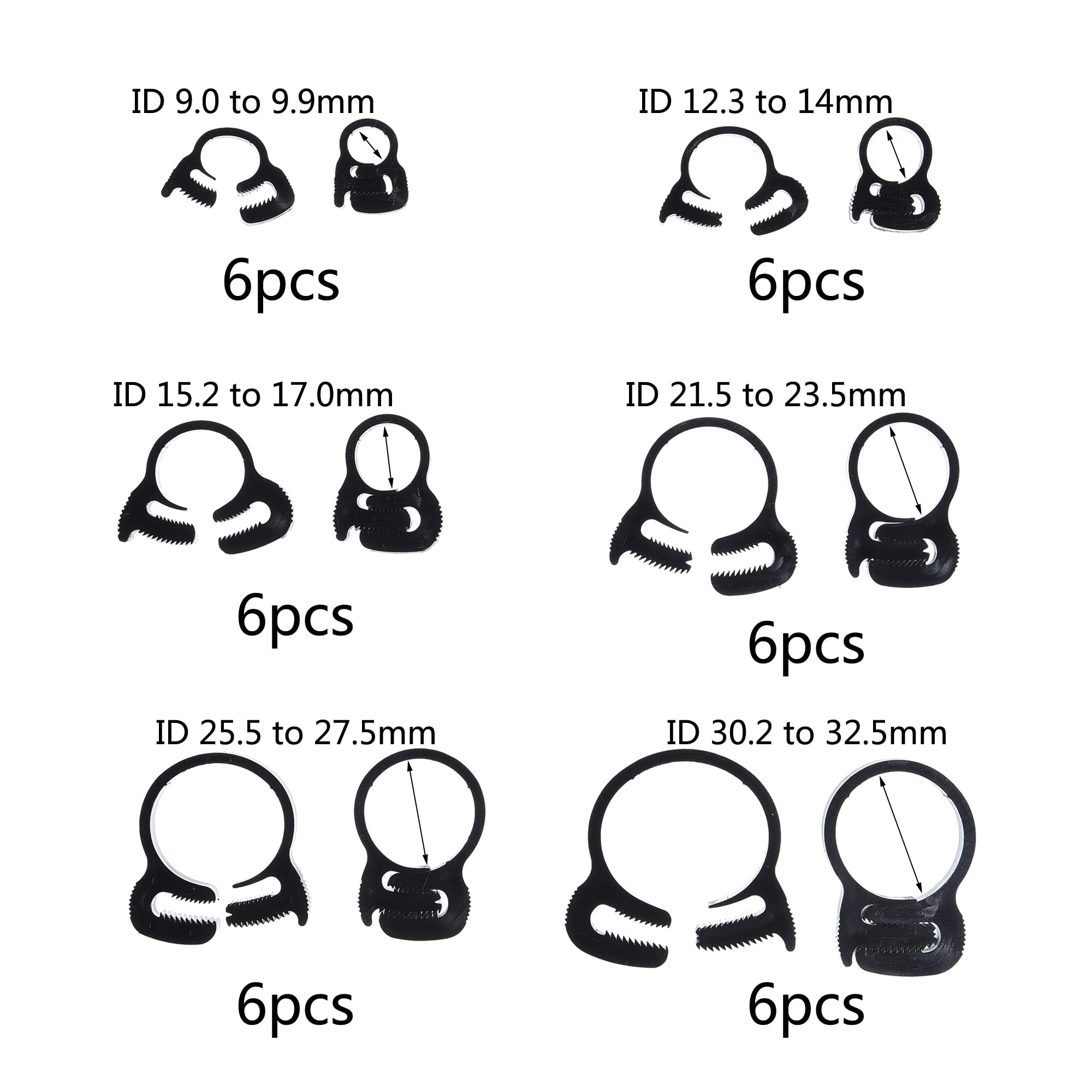Reef Aquarium Nylon Hose Clamps Set, 8.1-32.5Mm Plastic Snap Clamps Kit (Black Nylon Hose Clamps 36Pack)
