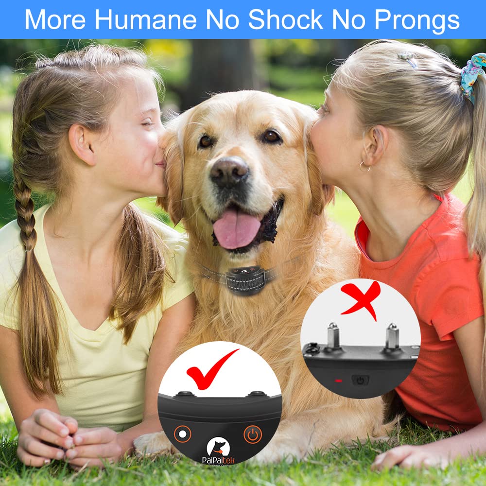 Paipaitek Vibrating Dog Collar, No Shock Dog Training Collar 2 Dogs, Deaf Dog Collars W/2 Receivers, Rechargeable & Waterproof, Up To 1600Ft Remote Range