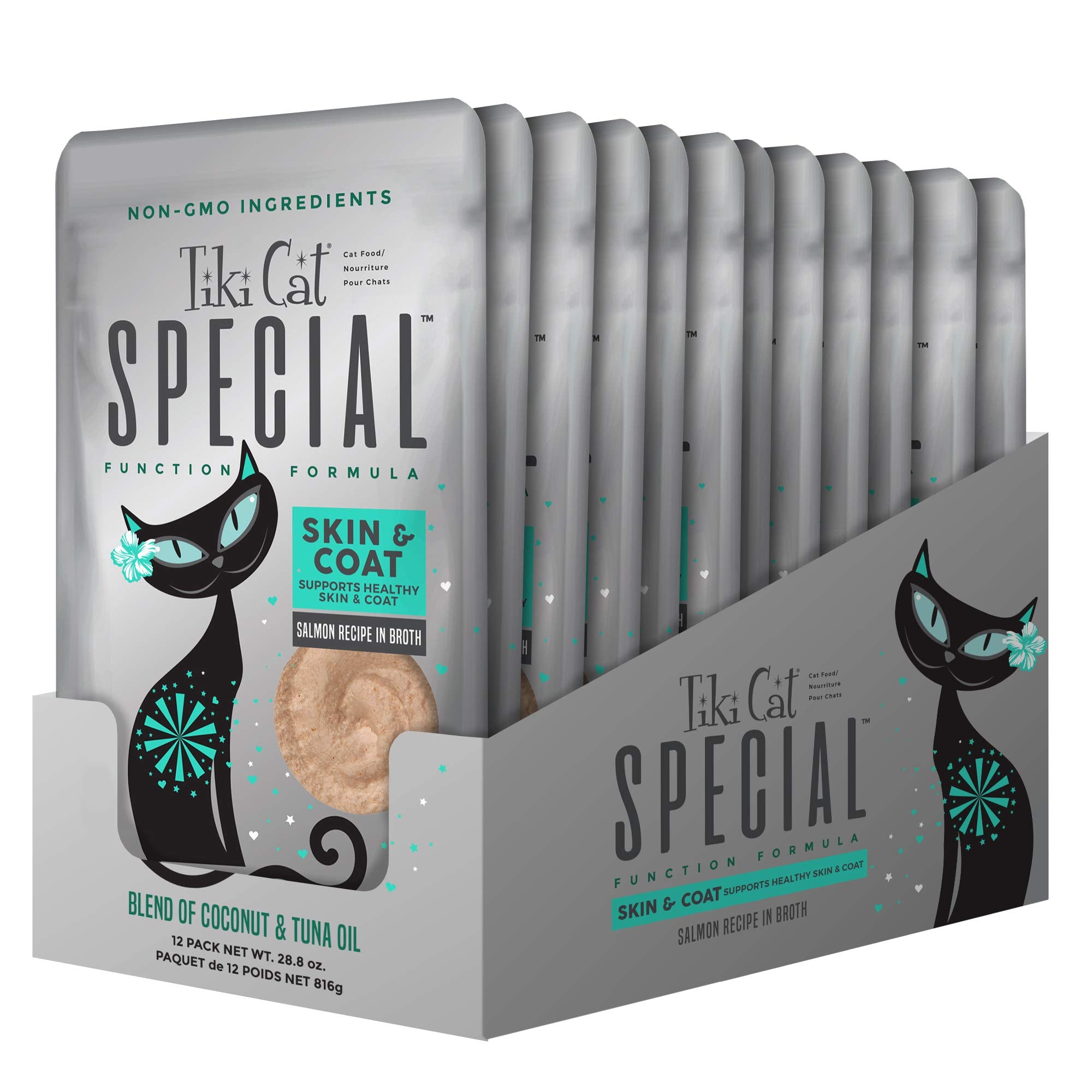 Tiki Cat Solutions Mousse Skin & Coat Mousse, Salmon Recipe, Specially Formulated with Omega Fatty Acids, Functional Wet Cat Foo