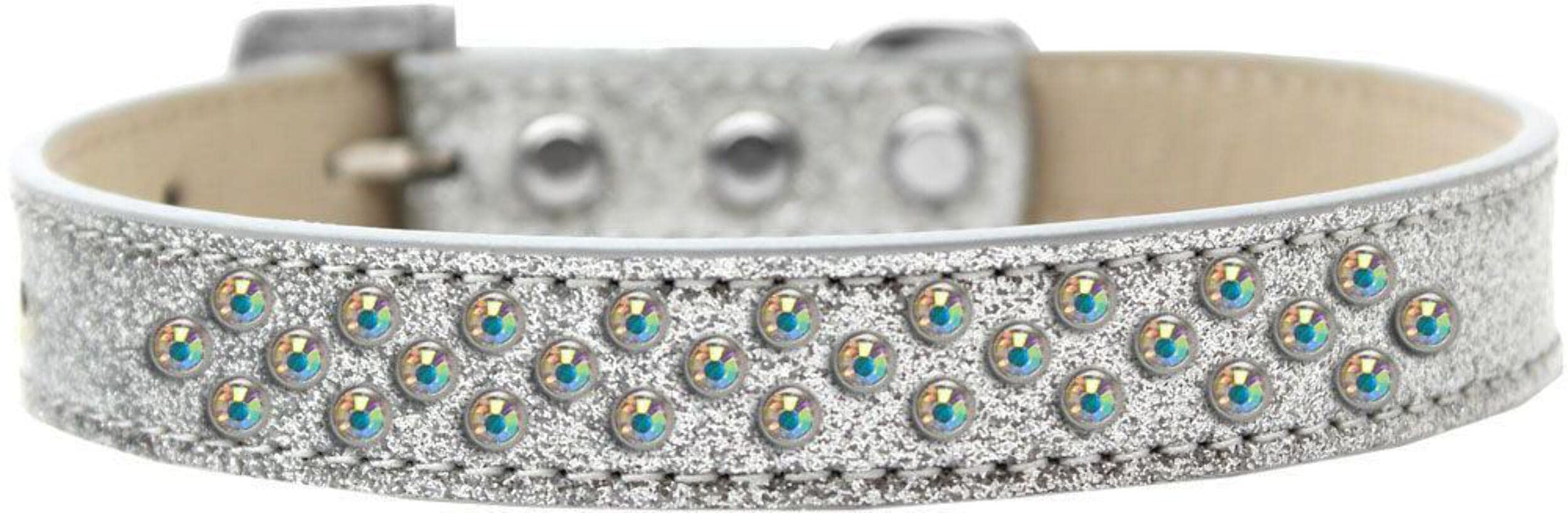 Dog, Puppy & Pet Ice Cream Collar, Aurora Borealis Crystal Rimsets Sprinkles Silver 20
