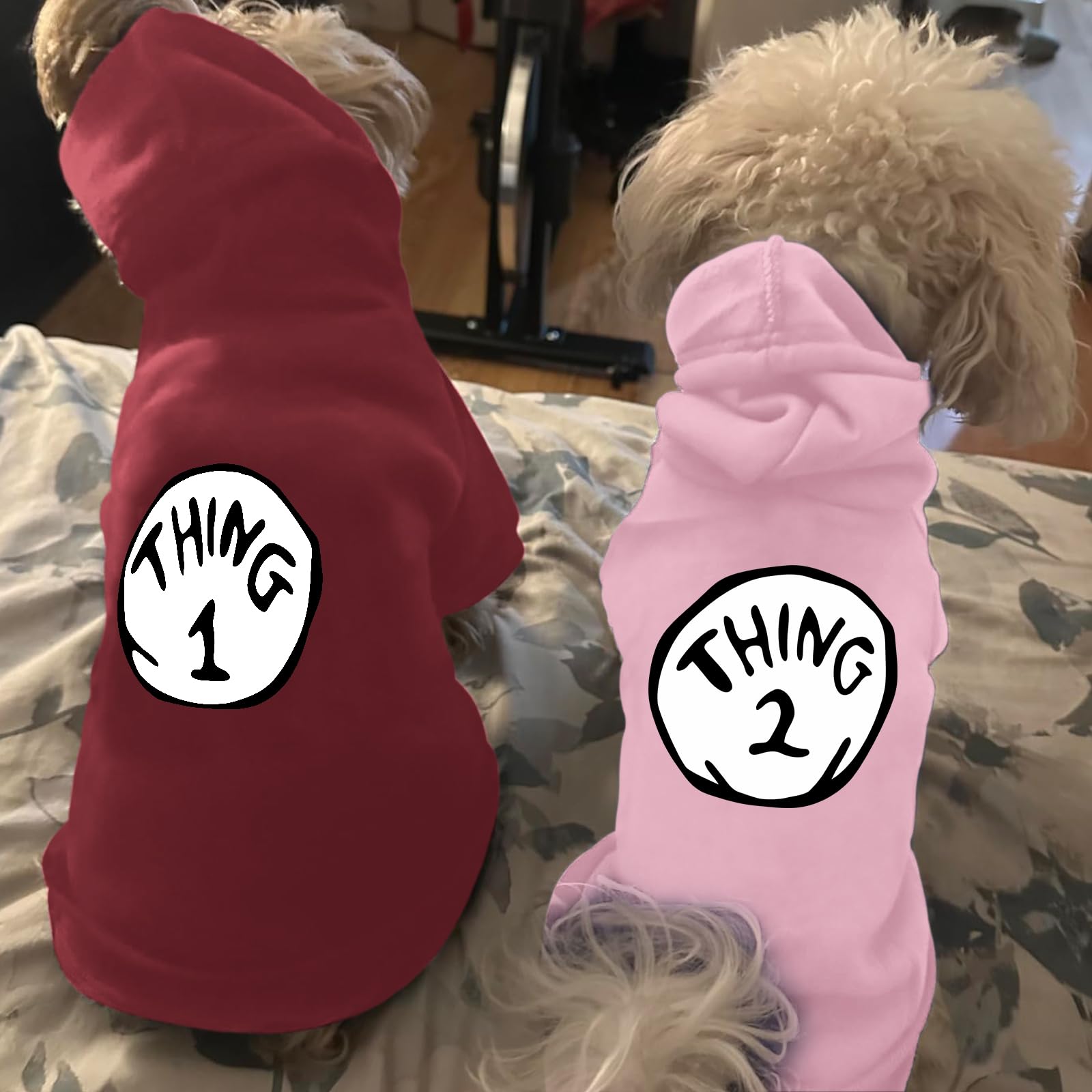 Cayxatiu Dog Hoodie Pet Clothes For Small Dogs Thing 1 Printed Hoodies Medium Puppy Hooded Sweatshirt Pullover Outfit(Pink,L)